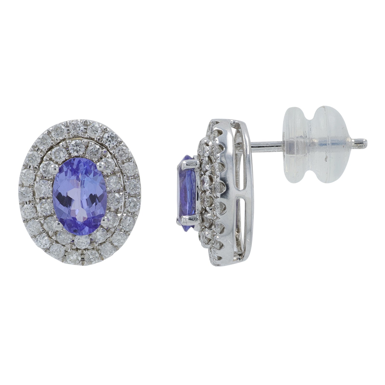 14K WG 1 CTW Tanzanite Oval Studs
