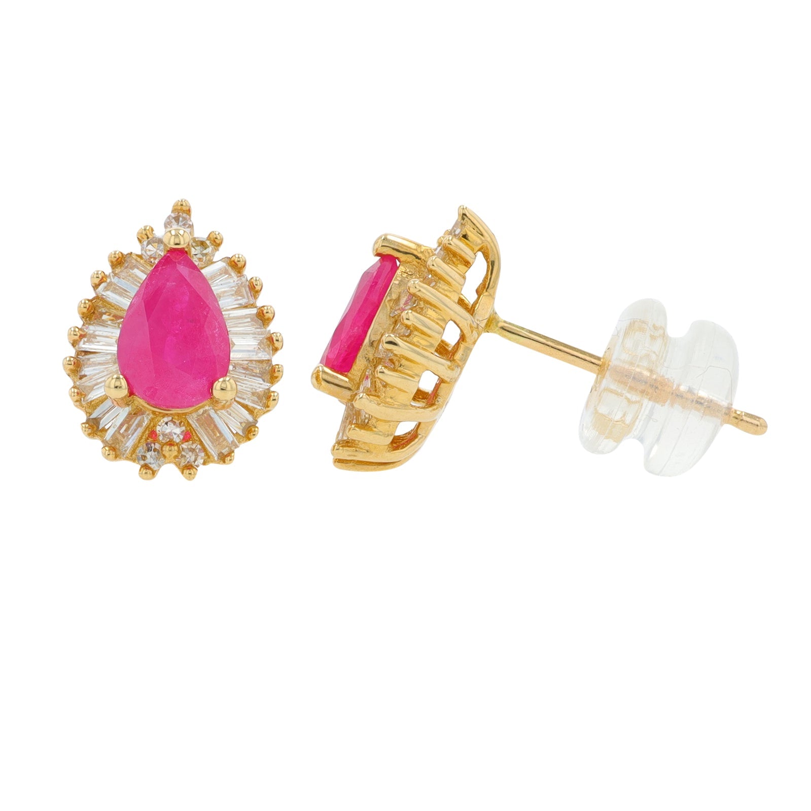 14K YG 1 CT Ruby Studs