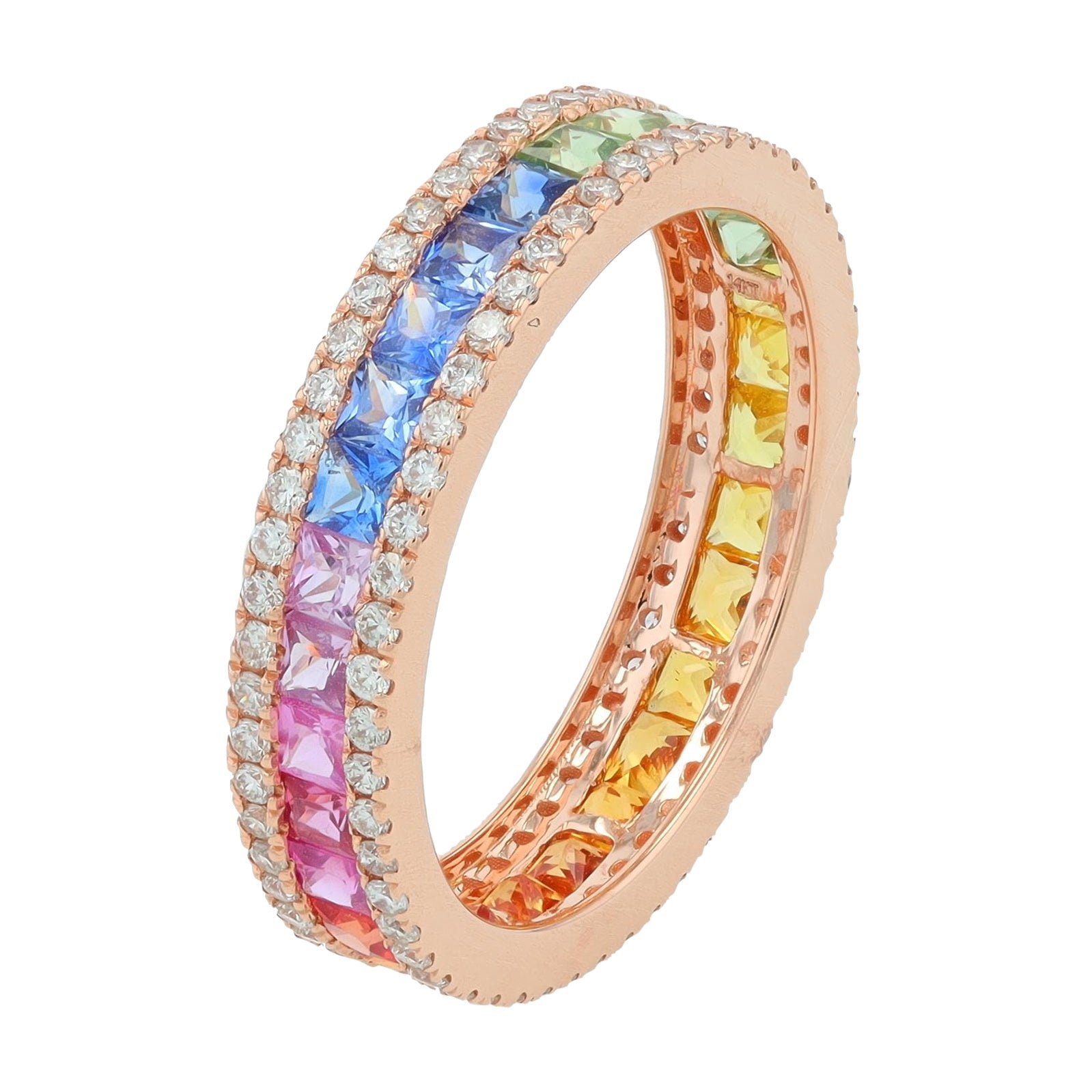14K RG 2.50 CT Multi Sapphire Eternity Band