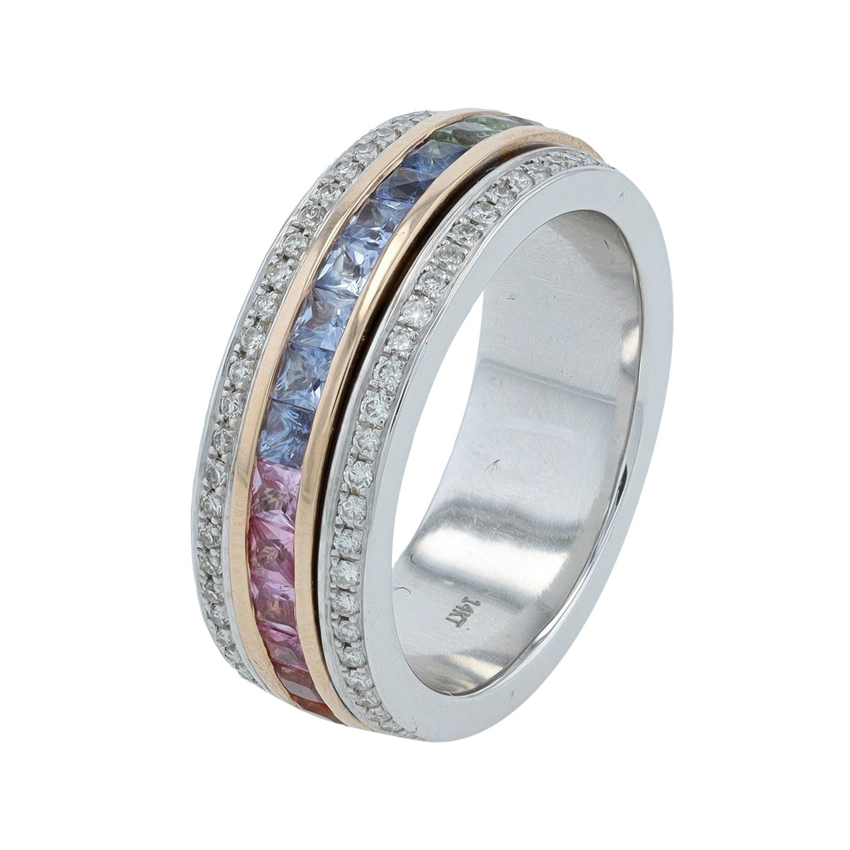14K WG 2.16 CT Multi Sapphire Eternity Band