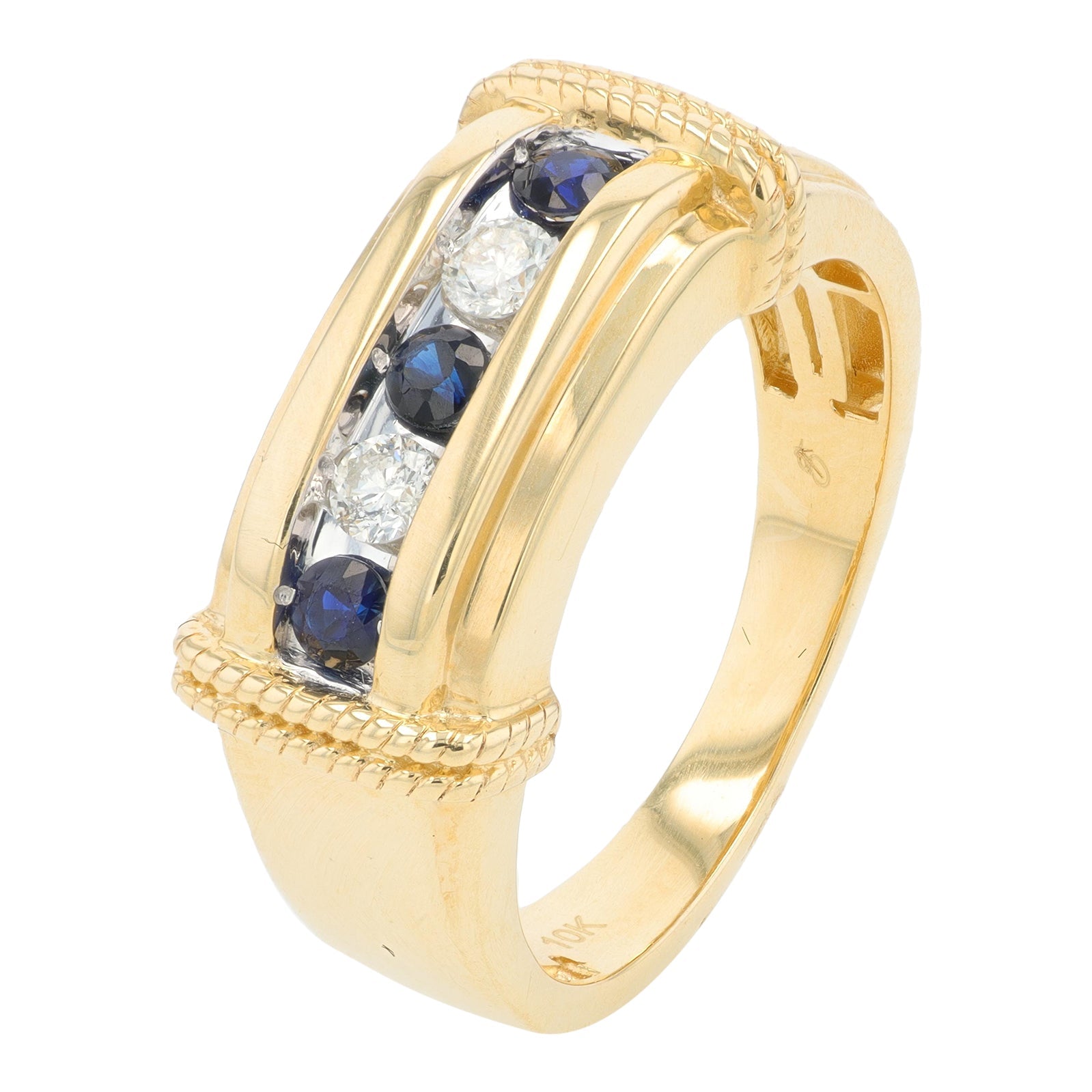 10K YG .43 CTW Sapphire Gents Band