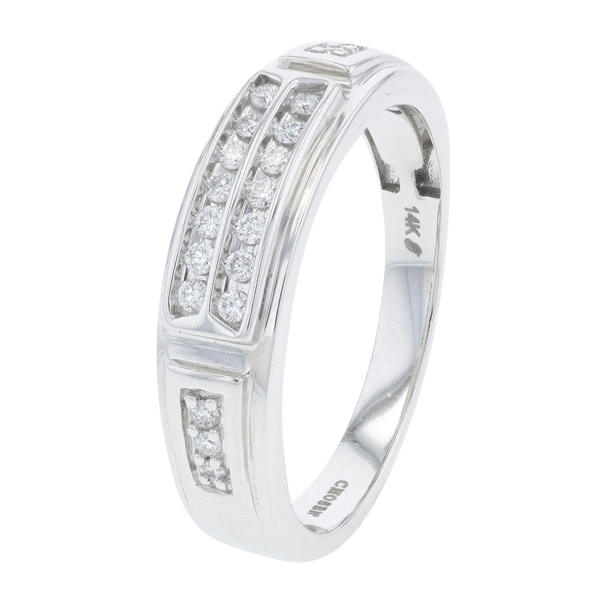 14K WG .25 CT Diamond Gents Band