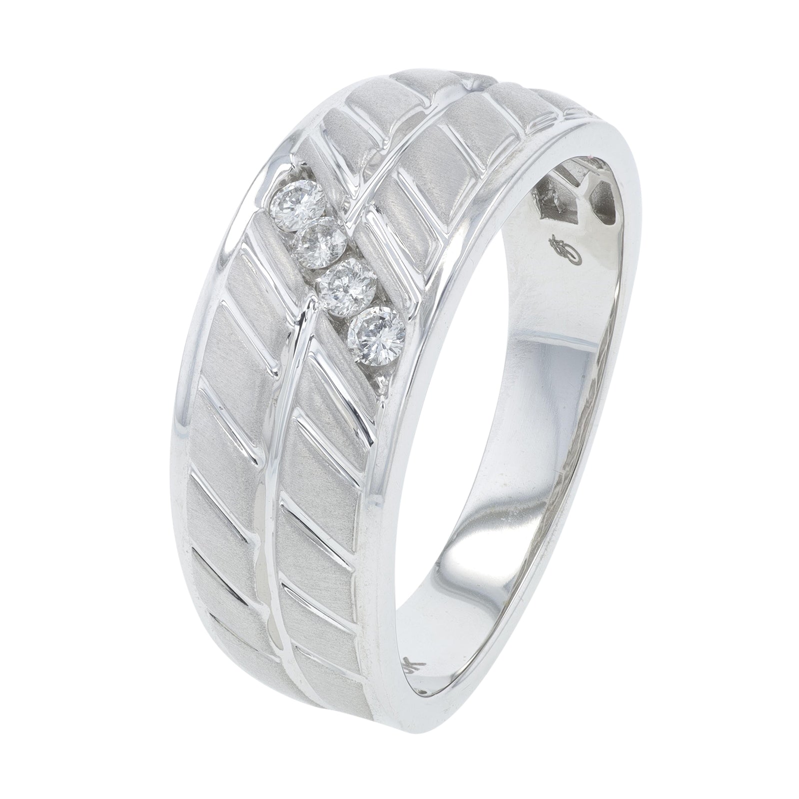 10K WG 0.13 CT Diamond Gents Band