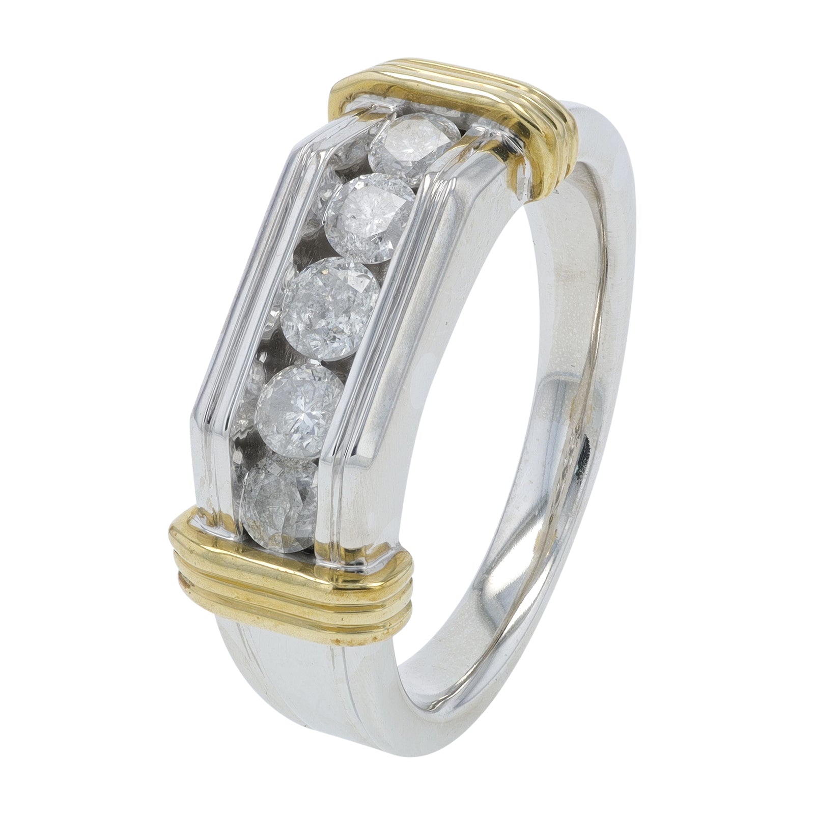 10K TT 1 CTW Diamond Gents Wedding Band