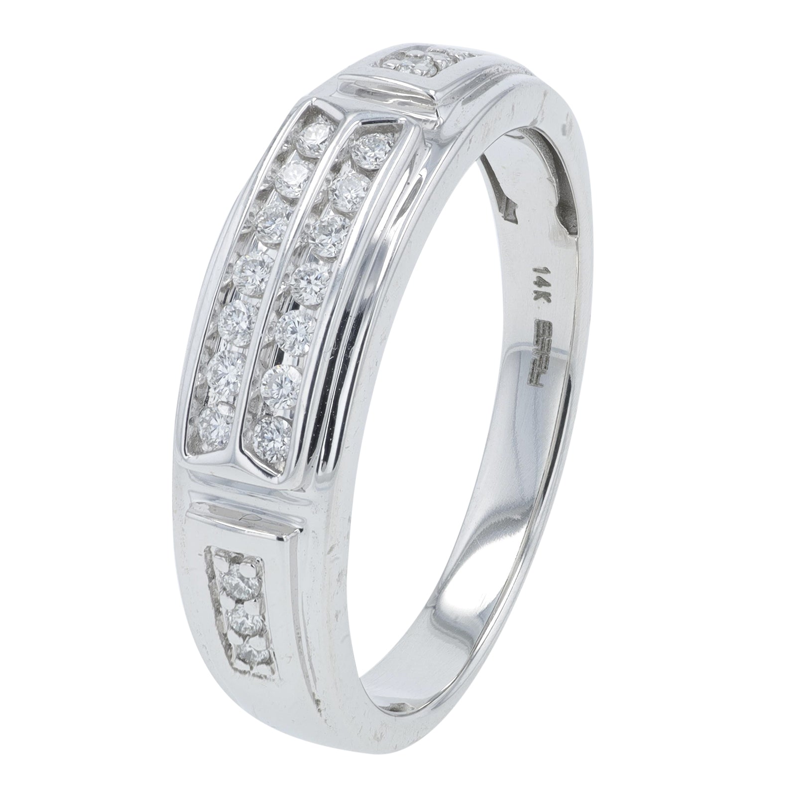 14K EFFY WG .25 CT Diamond Gents Band