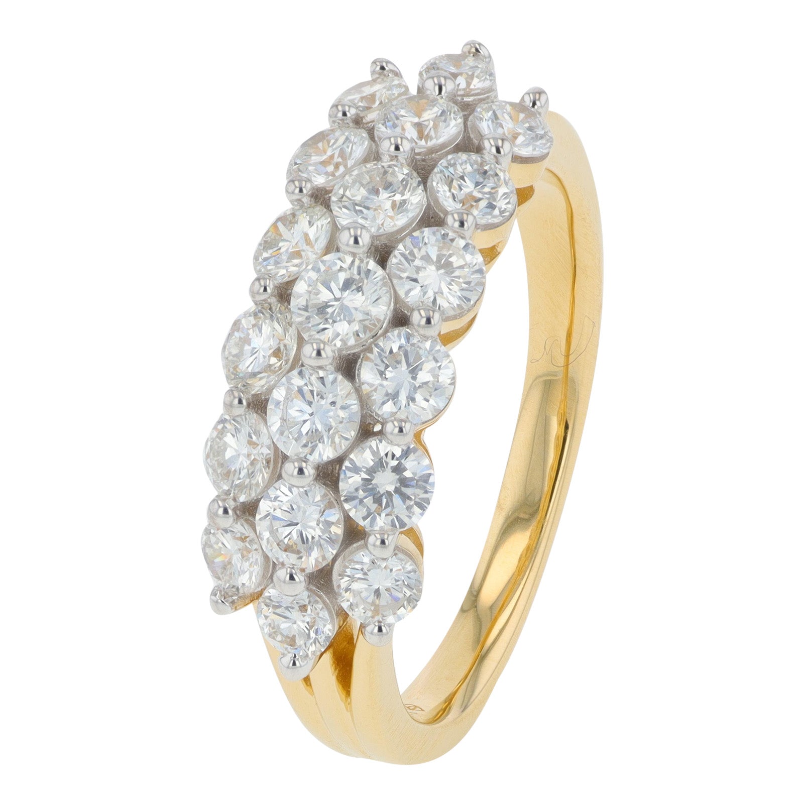 Lab Diamond Three Row Band in 14K Yellow Gold (1.50 ct. tw)