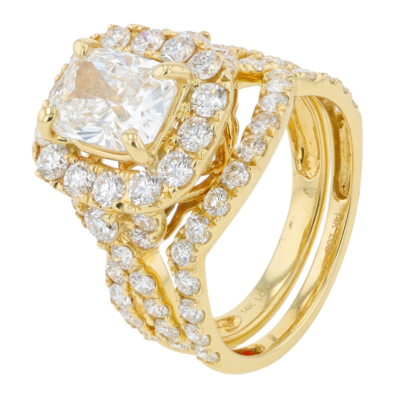Lab Diamond Center Bridal Set in 14K Yellow Gold (4 ct. tw)