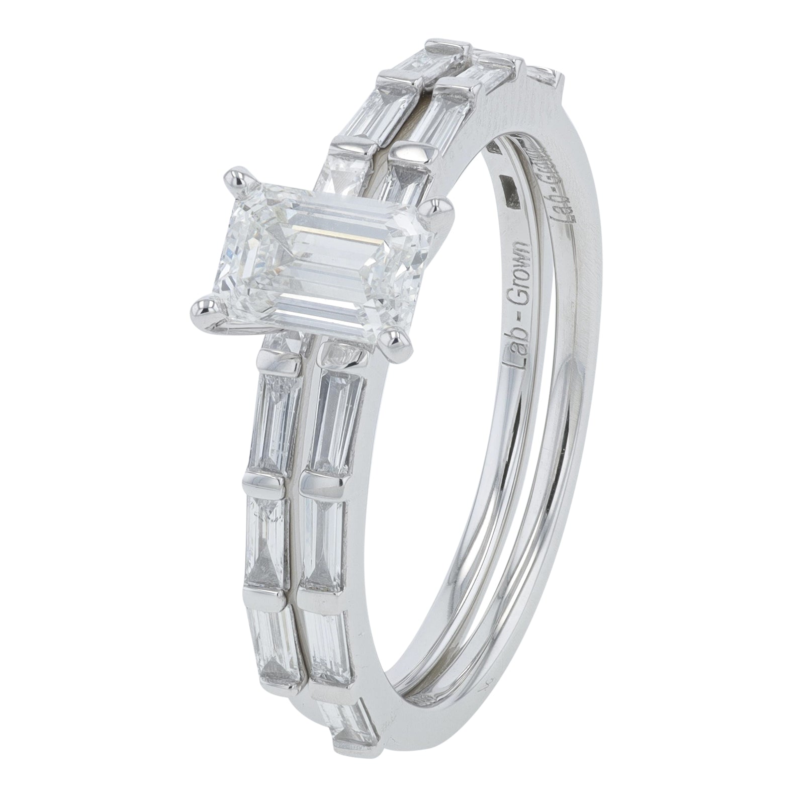 14K 0.75 CT Emerald Cut Center Lab Grown Diamond Bridal Set<p><strong>Lab Grown Diamond</p></strong><p><strong>More Colors Available</p></strong>