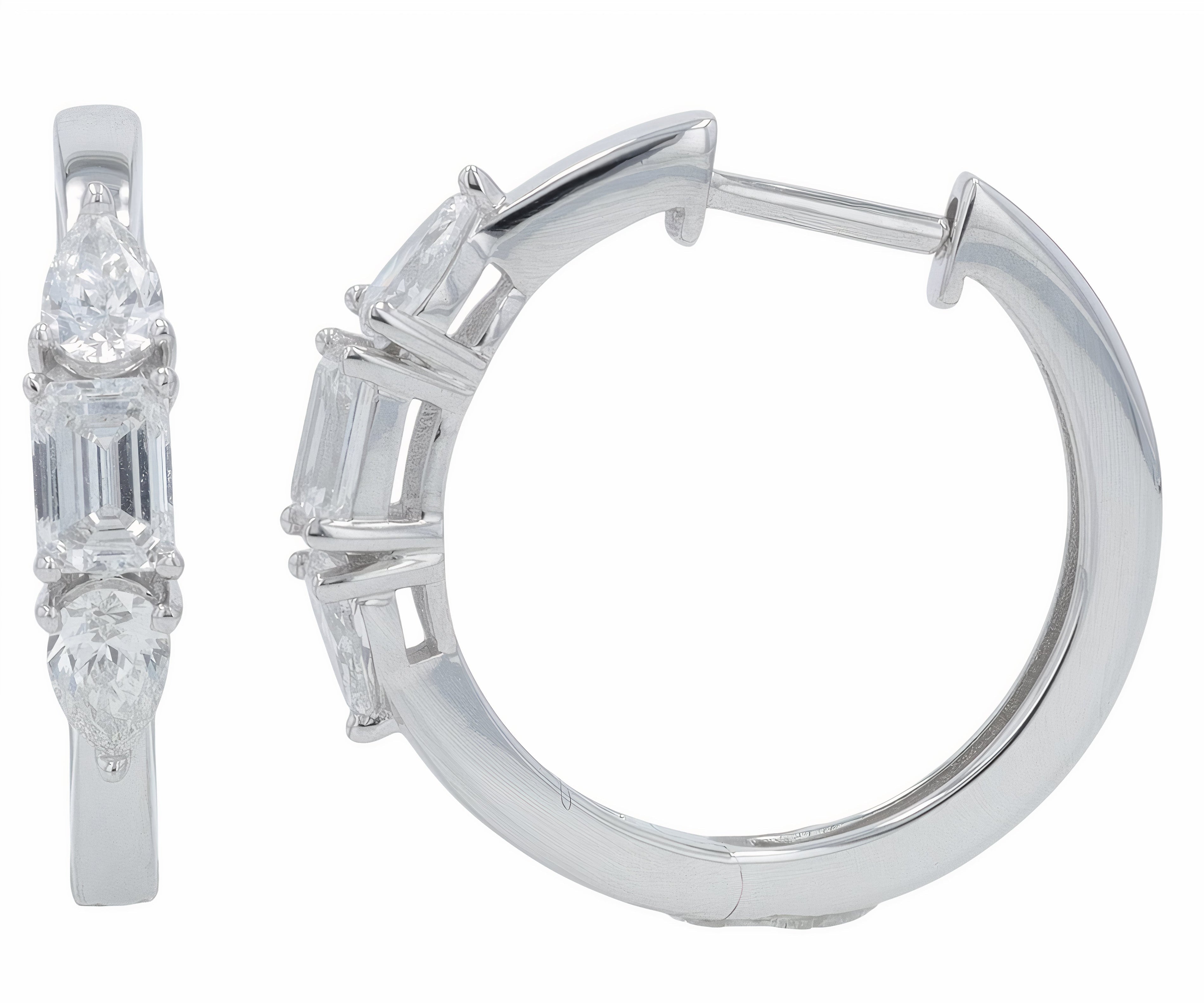 Lab Diamond Three Stone Hoops in 14K Gold (1.25 ct. tw)