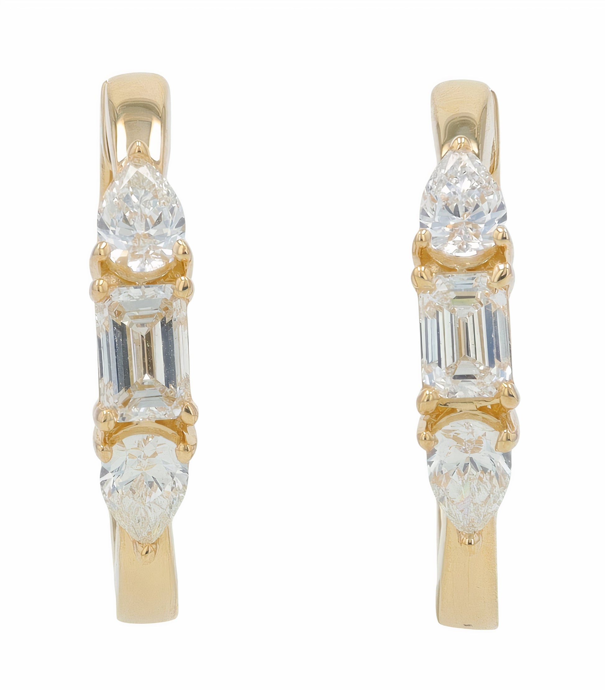Lab Diamond Three Stone Hoops in 14K Gold (1.25 ct. tw)