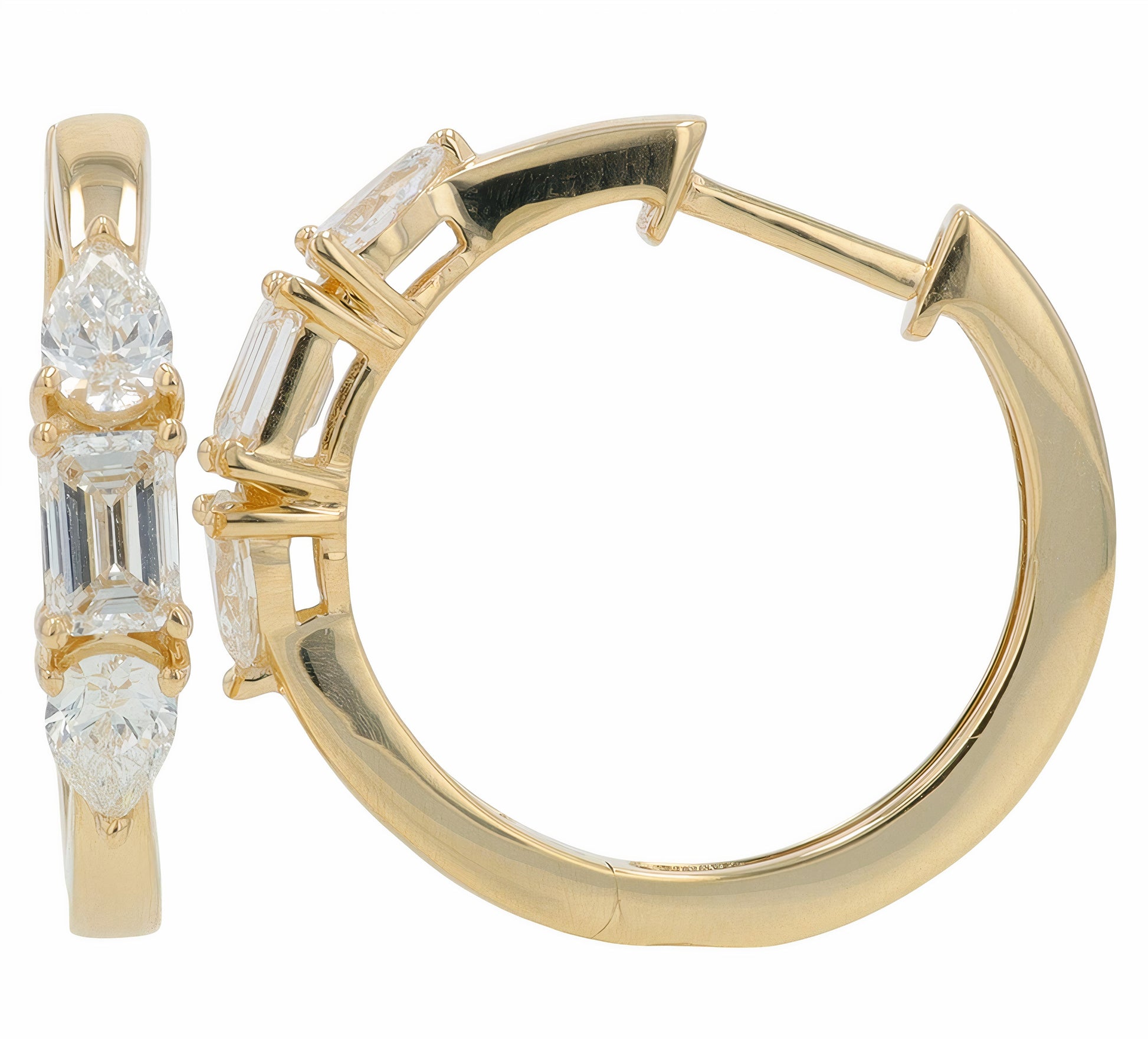 Lab Diamond Three Stone Hoops in 14K Gold (1.25 ct. tw)