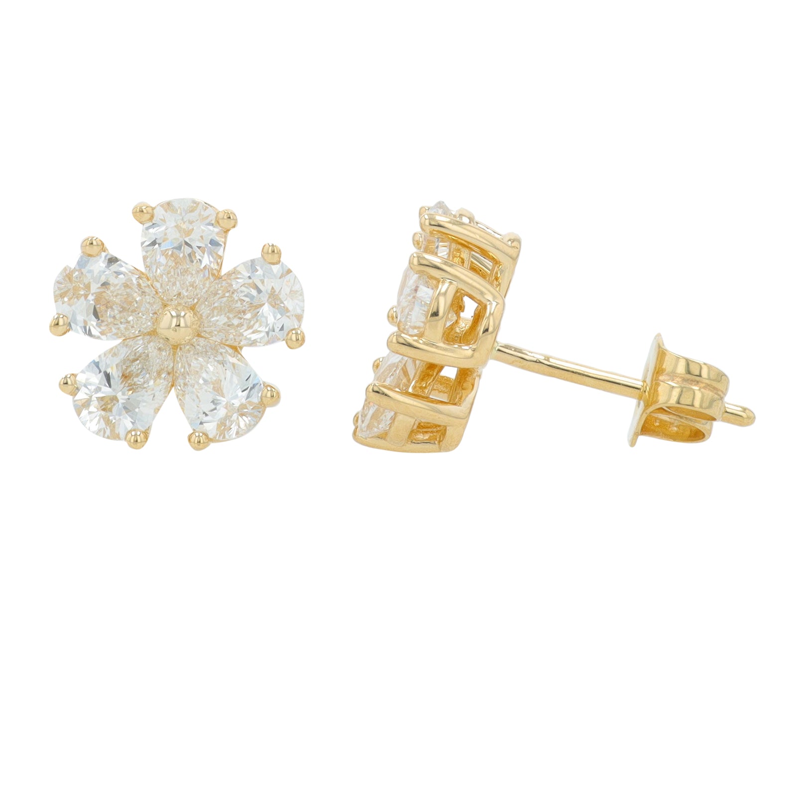 Lab Diamond Flower Earrings in 14K Gold (2 ct. tw)