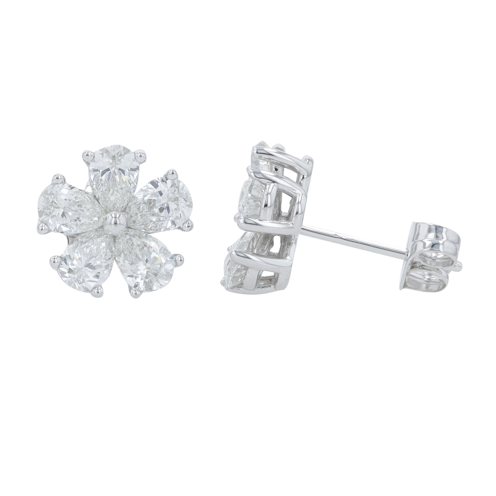 Lab Diamond Flower Earrings in 14K Gold (2 ct. tw)