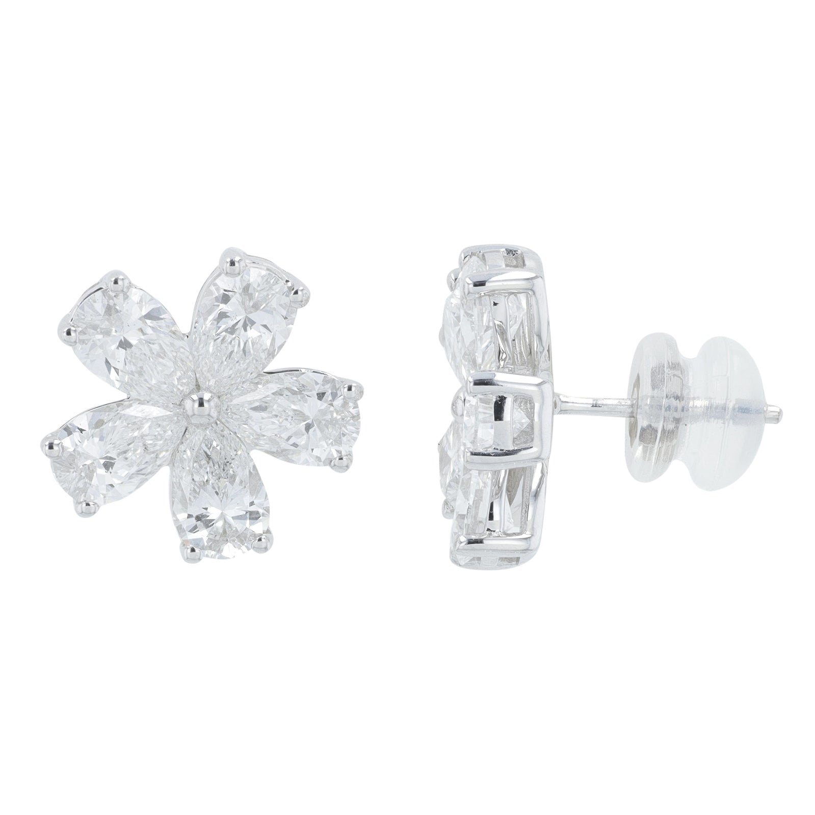 Lab Diamond Flower Earrings in 14K White Gold (3.30 ct. tw)