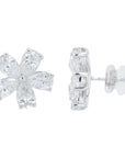 Lab Diamond Flower Earrings in 14K White Gold (3.30 ct. tw)