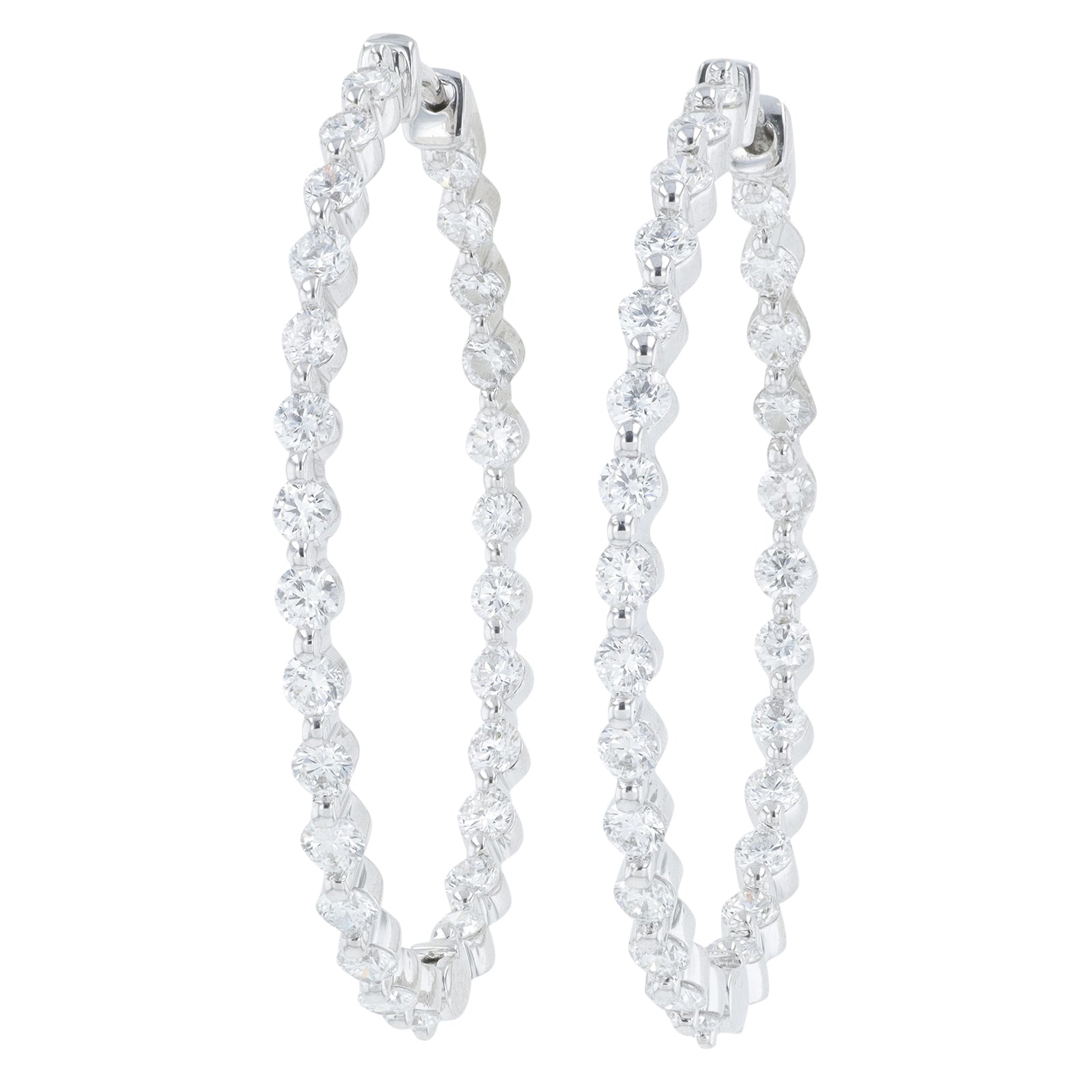 14K WG 2 CTW Lab Grown Diamond Inside-Out Hoops<p><strong>Lab Grown Diamond</p></strong>