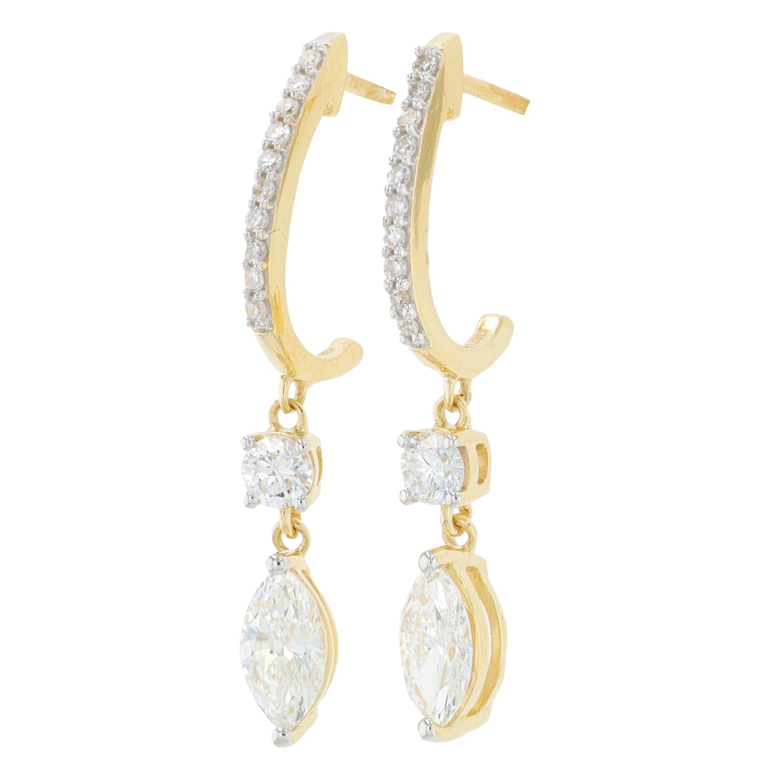 Lab Diamond Dangle J-Hoops in 14K Yellow Gold (1 ct. tw)