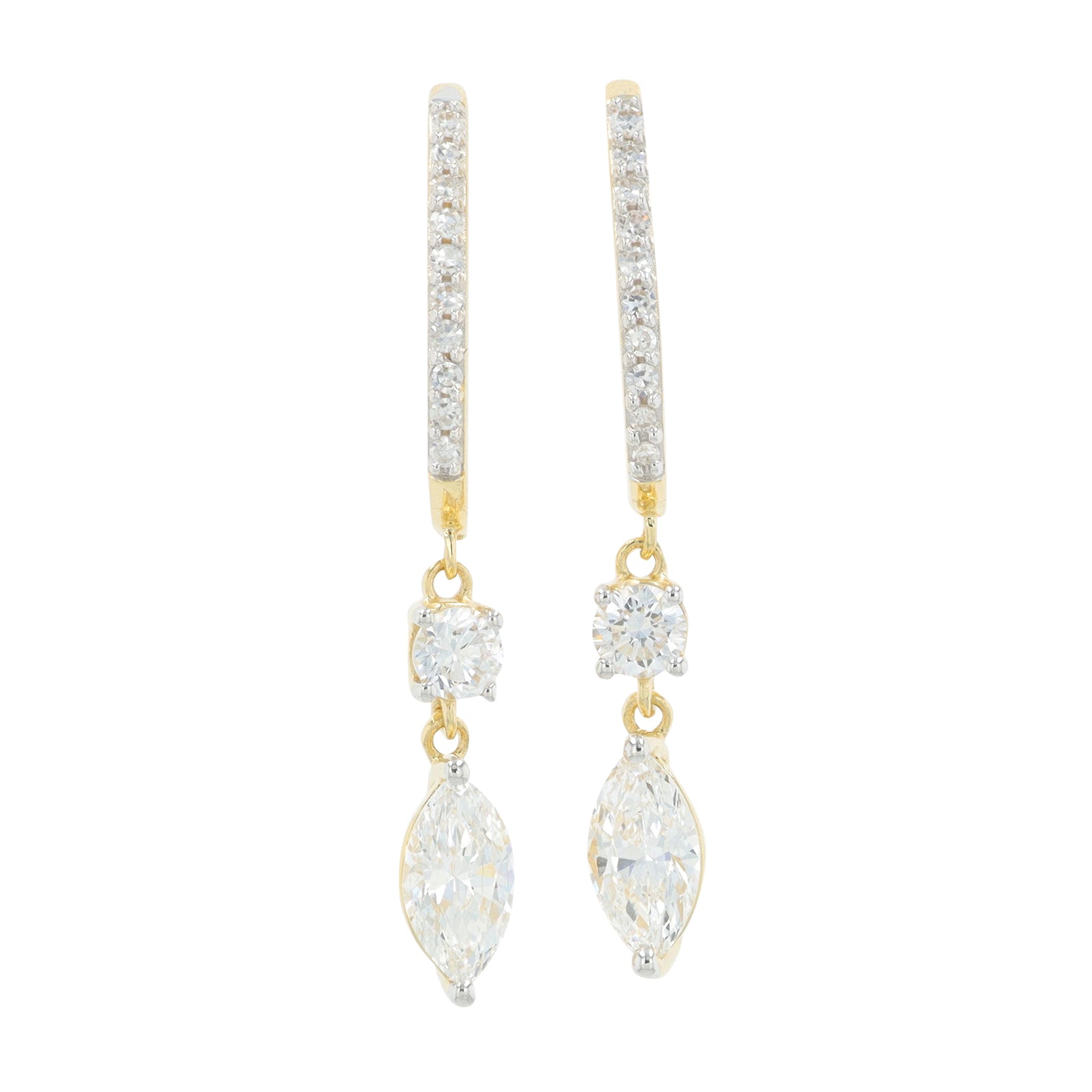 Lab Diamond Dangle J-Hoops in 14K Yellow Gold (1 ct. tw)