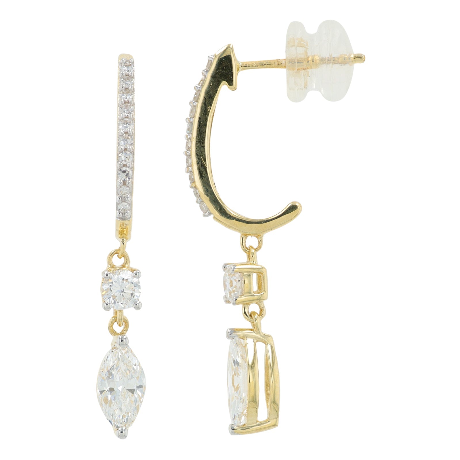 Lab Diamond Dangle J-Hoops in 14K Yellow Gold (1 ct. tw)