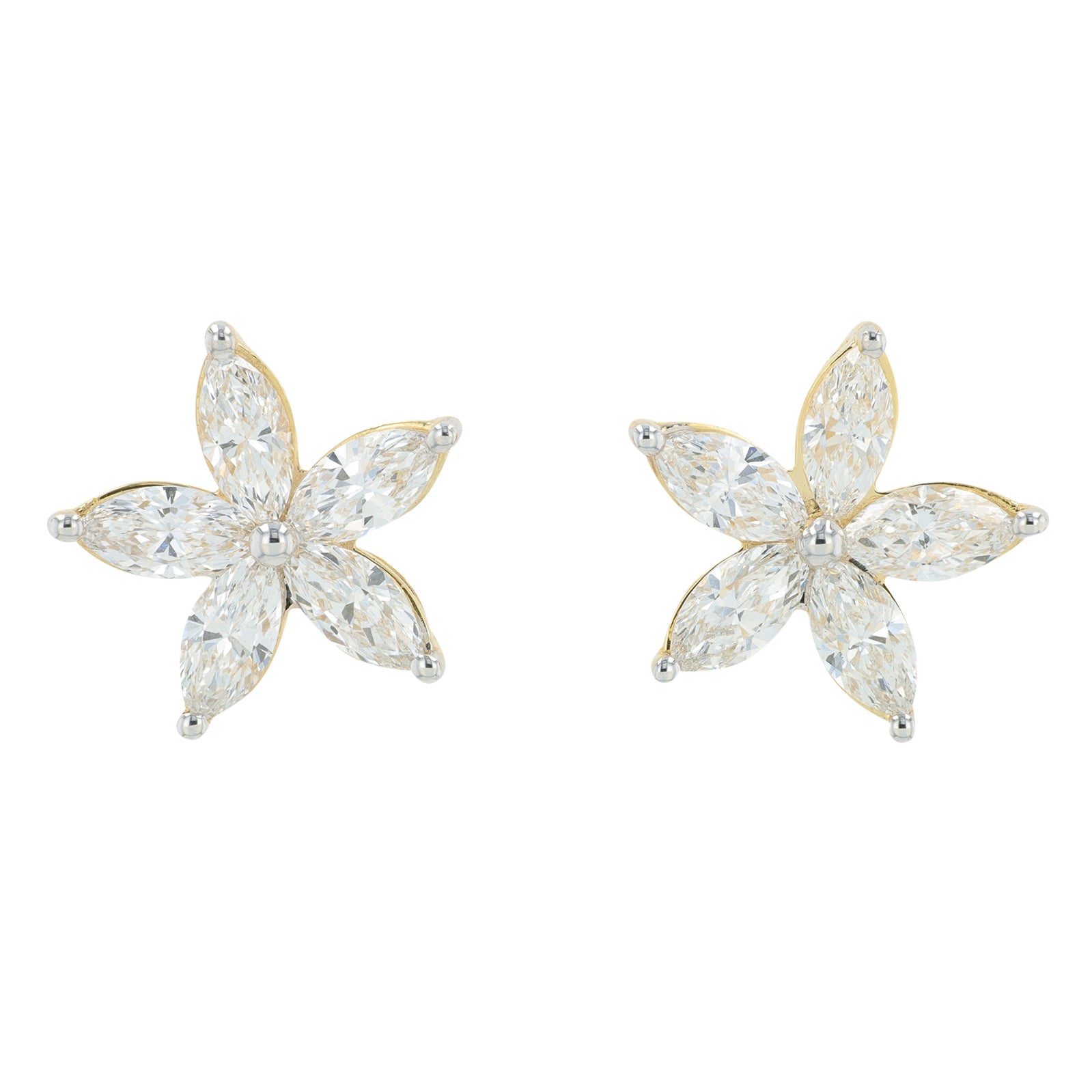 Lab Diamond Flower Earrings in 14K Yellow Gold (2.50 ct. tw)