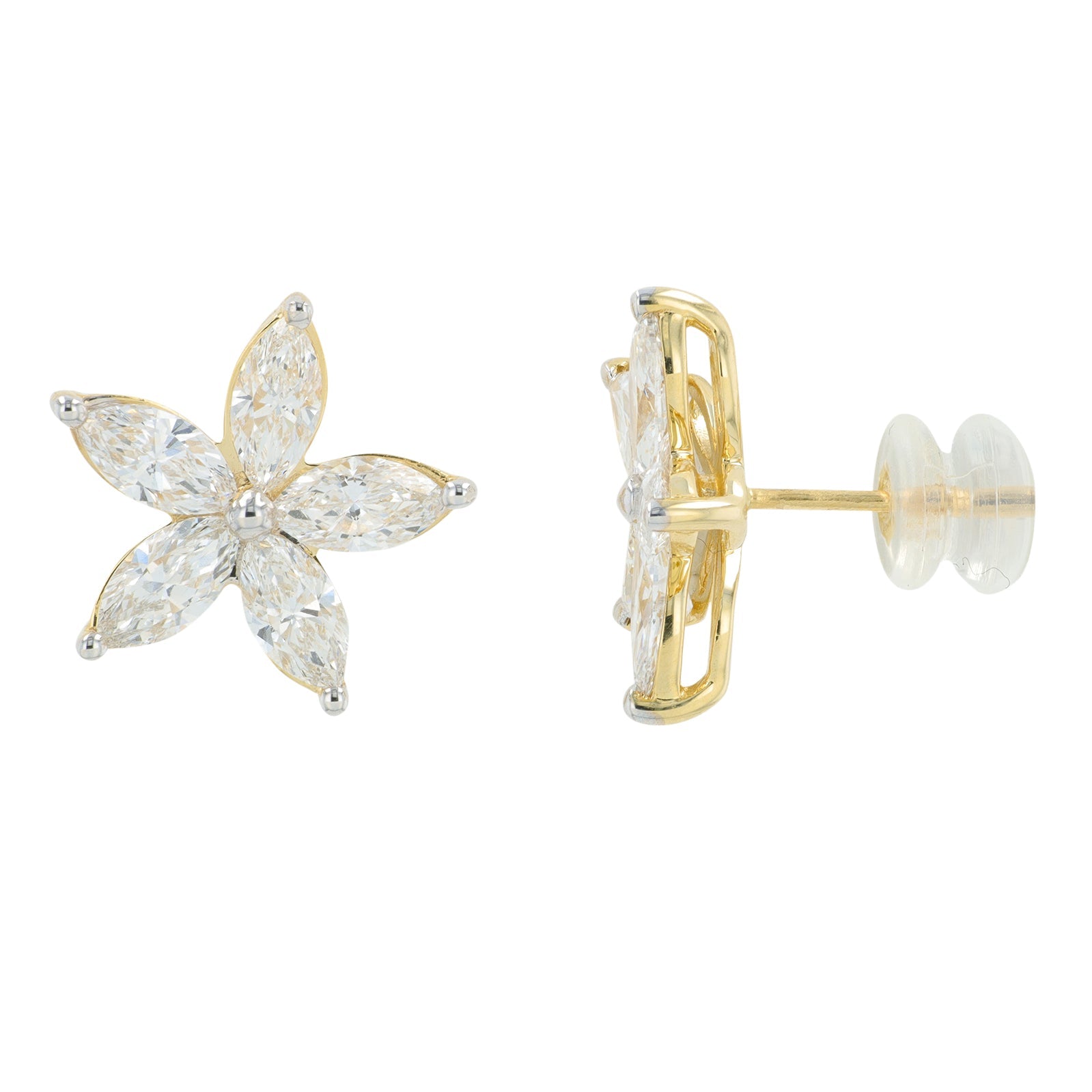 Lab Diamond Flower Earrings in 14K Yellow Gold (2.50 ct. tw)