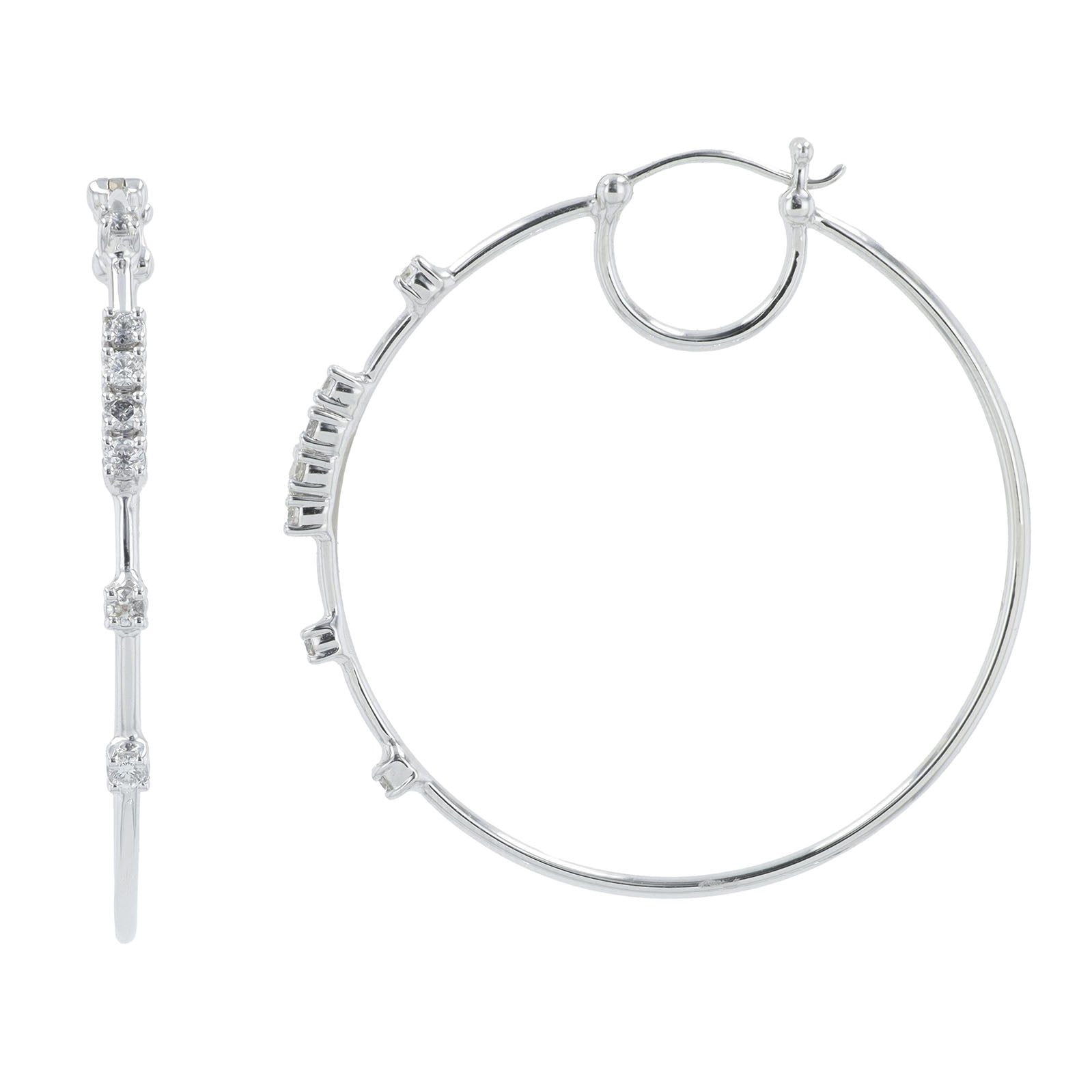 Lab Diamond Oval Hoops in 10K White Gold (0.28 ct. tw)