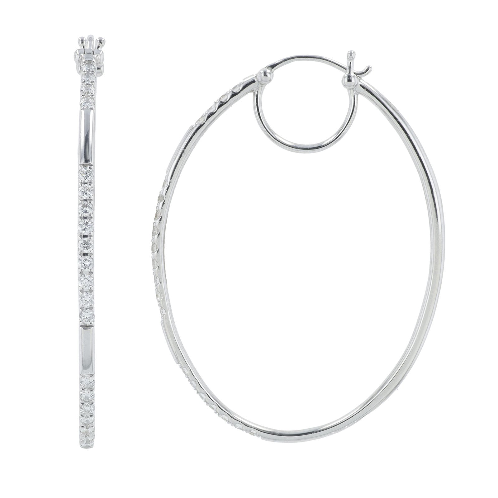 Lab Diamond Oval Hoops in 10K White Gold (0.50 ct. tw)