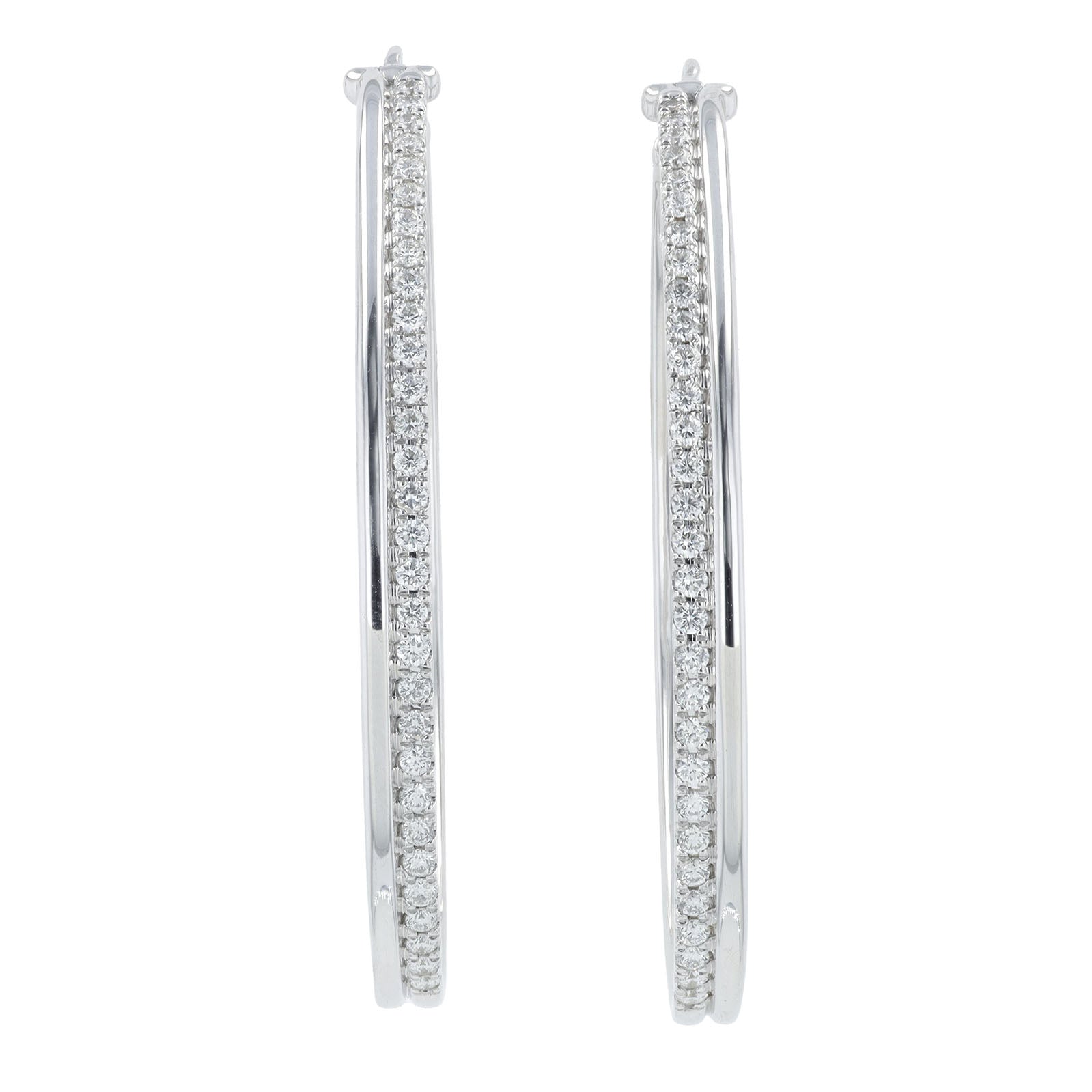 Lab Diamond Oval Hoops in 10K White Gold (0.74 ct. tw)