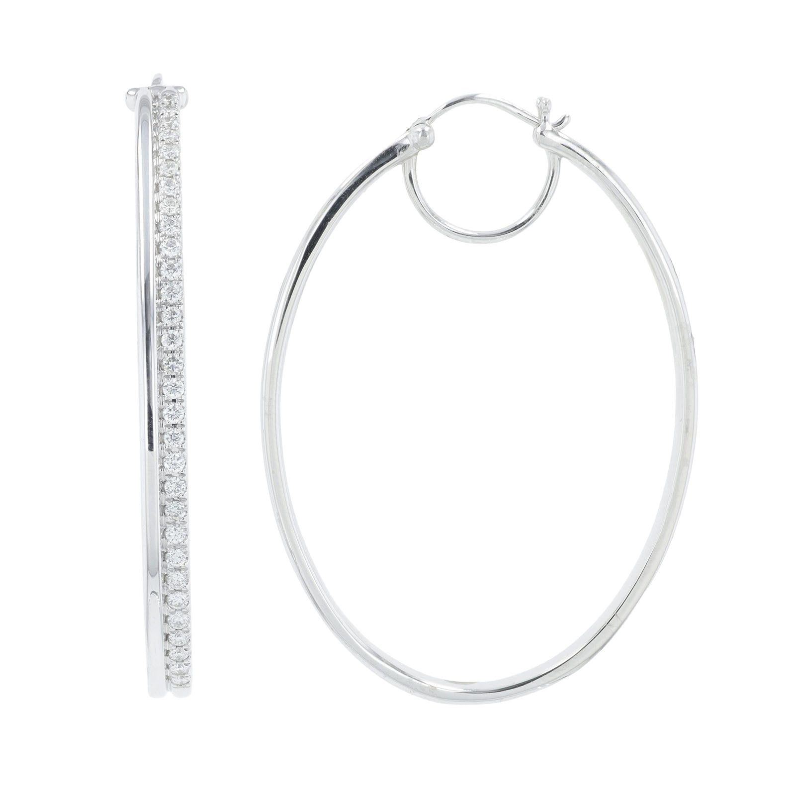 Lab Diamond Oval Hoops in 10K White Gold (0.74 ct. tw)