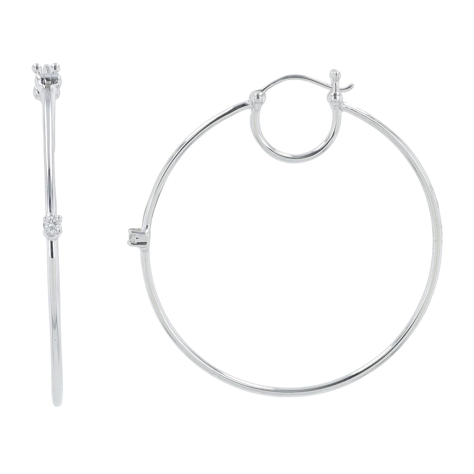Lab Diamond Hoops in 10K White Gold (0.05 ct. tw)