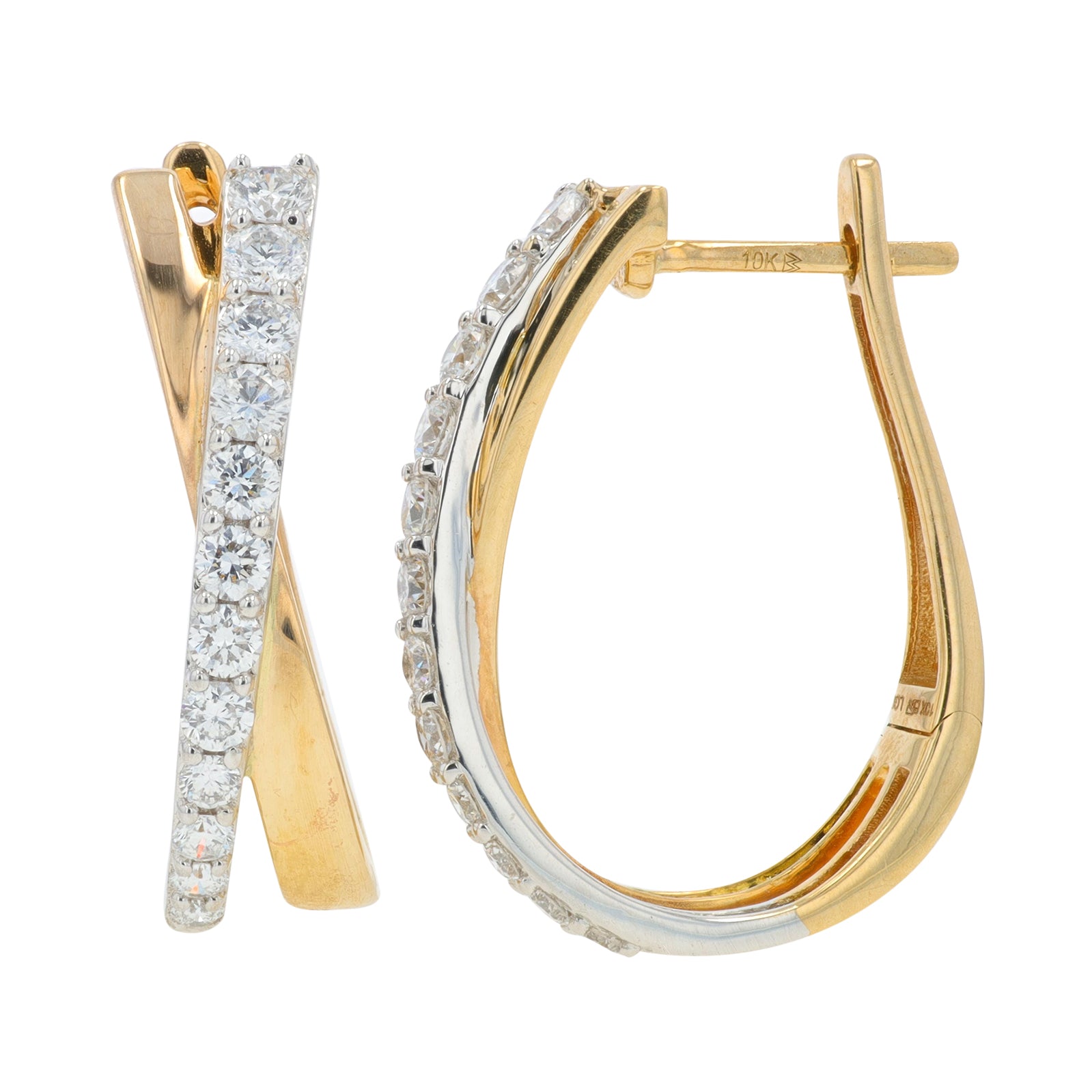 10K TT 1 CTW Lab Grown Diamond Crossover Hoops<p><strong>Lab Grown Diamond</p></strong>