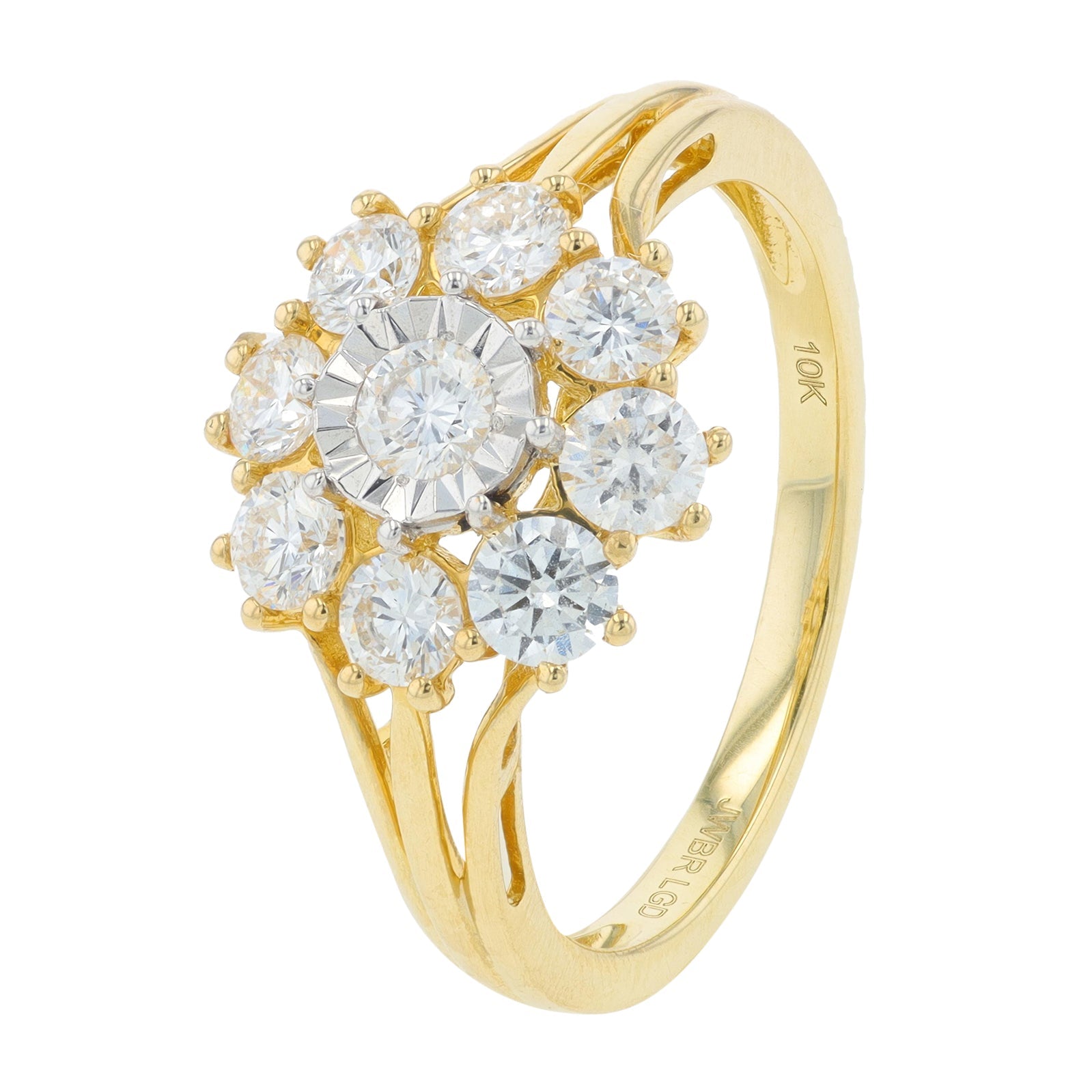 10K YG 1 CTW Diamond Cluster Ring<p><strong>Lab Grown Diamond</p></strong>