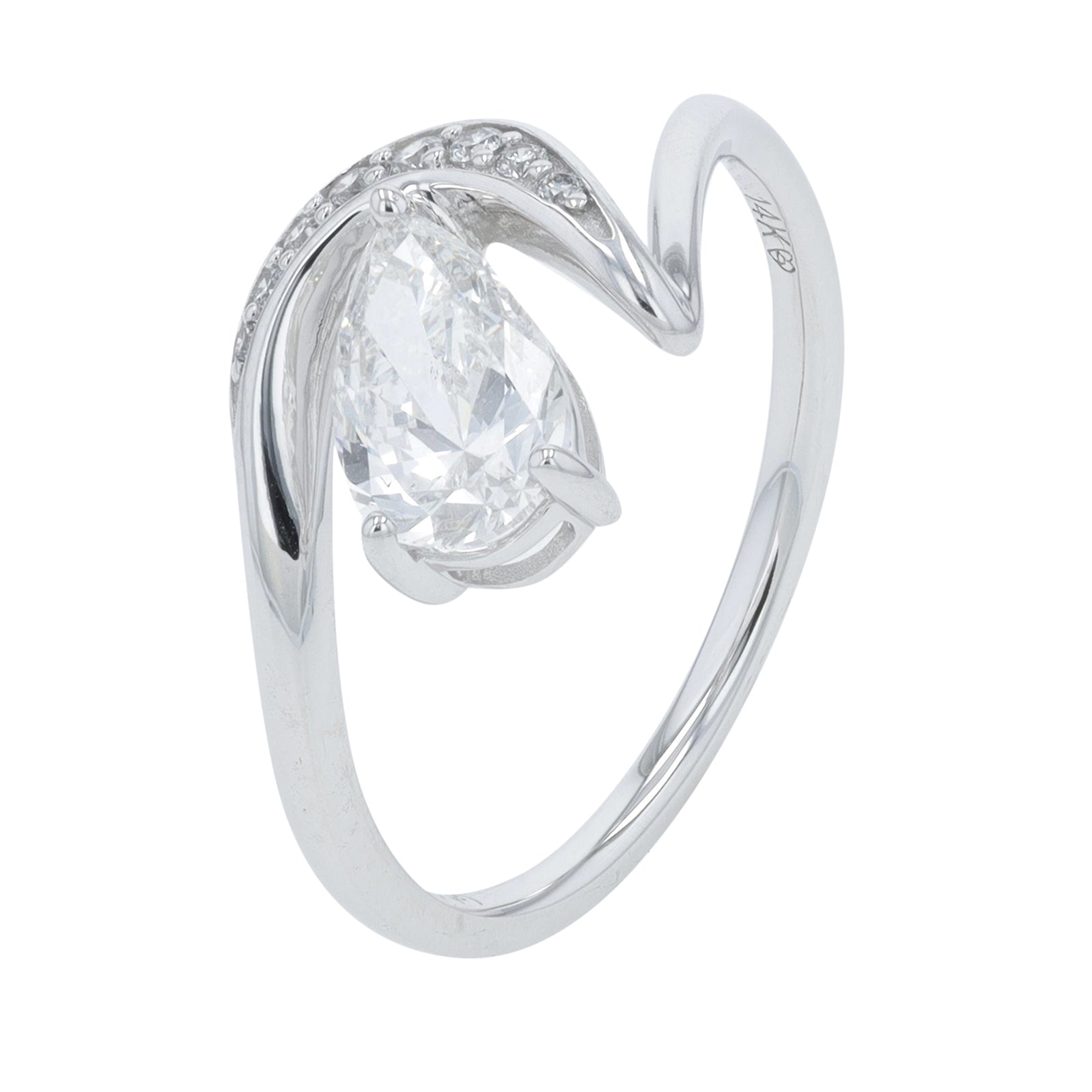 14K 1 CT Lab Grown Pear Diamond Ring<p><strong>More Colors Available</p></strong><p><strong>Lab Grown Diamond</p></strong>