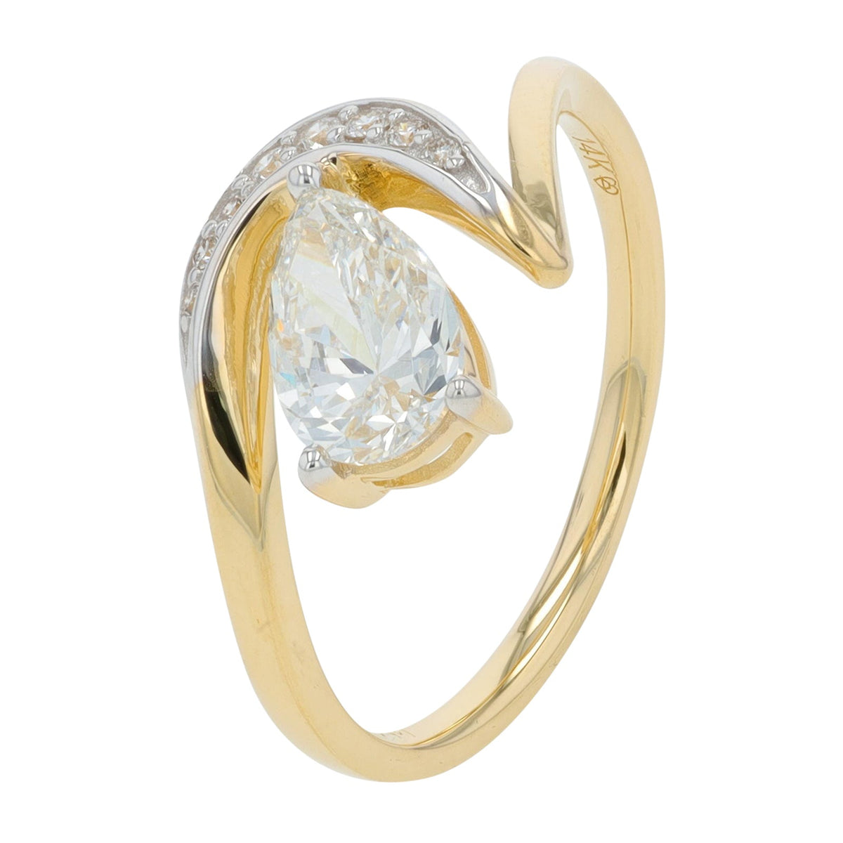 14K 1 CT Lab Grown Pear Diamond Ring<p><strong>More Colors Available</p></strong><p><strong>Lab Grown Diamond</p></strong>
