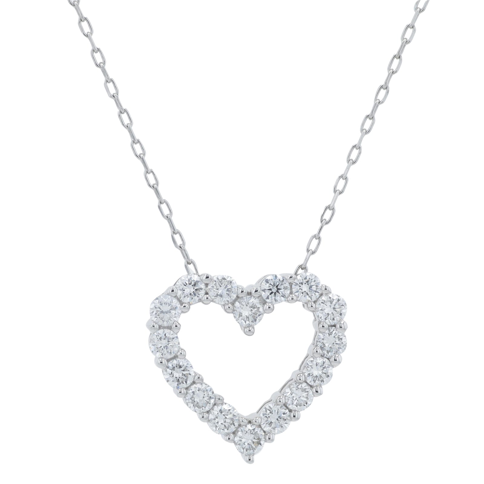 Lab Diamond Heart Necklace in 14K White Gold (1 ct. tw)