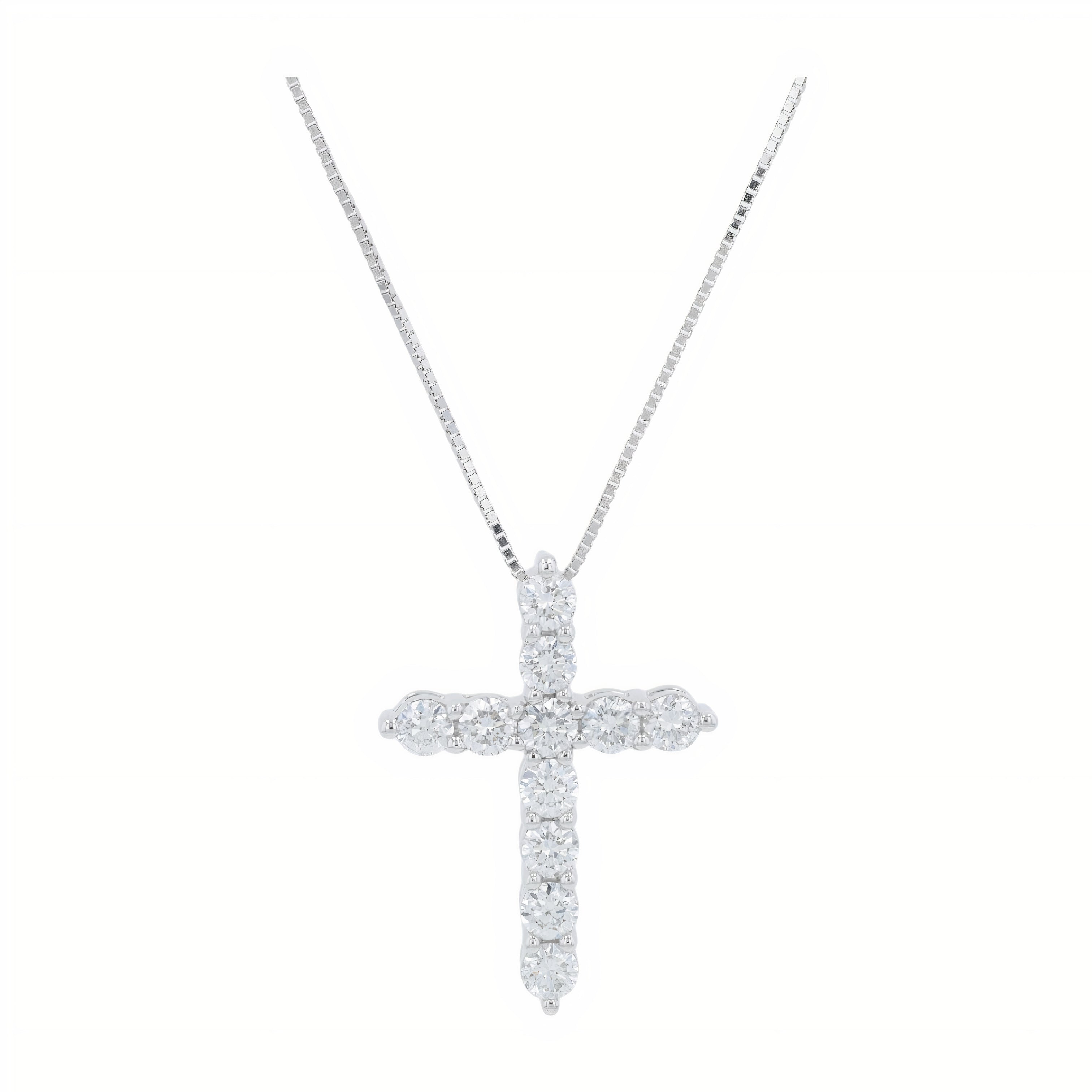 Lab Diamond Cross Pendant in 14K White Gold (1 ct. tw)