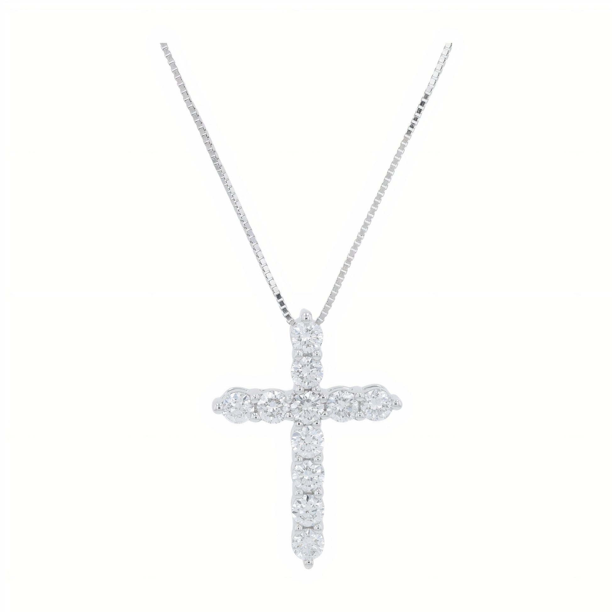 Lab Diamond Cross Pendant in 14K White Gold (1 ct. tw)