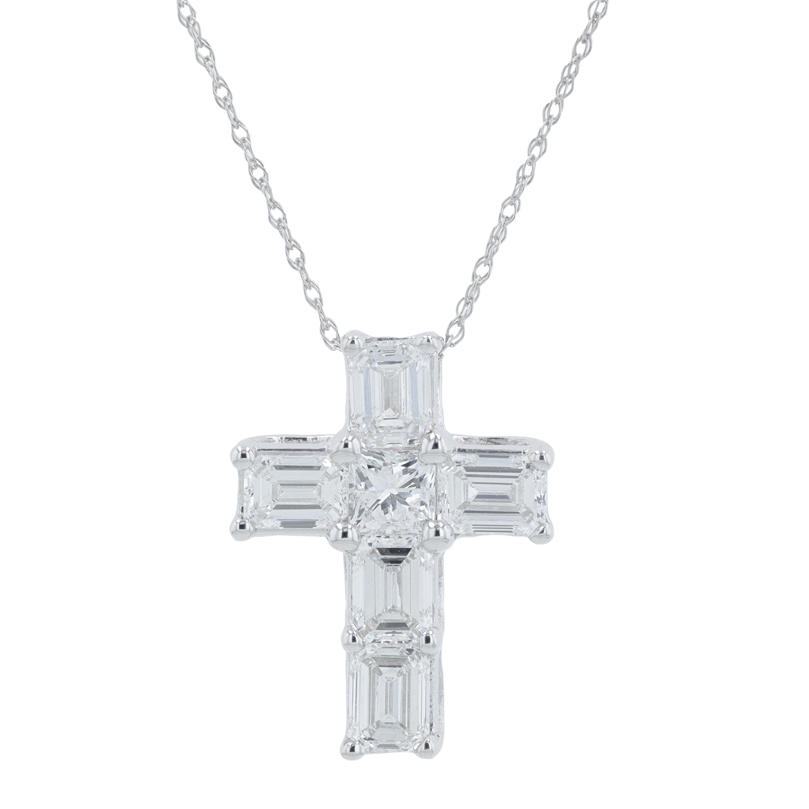 14K WG 1.50 CTW Lab Grown Diamond Cross Pendant<p><strong>Lab Grown Diamond</p></strong>