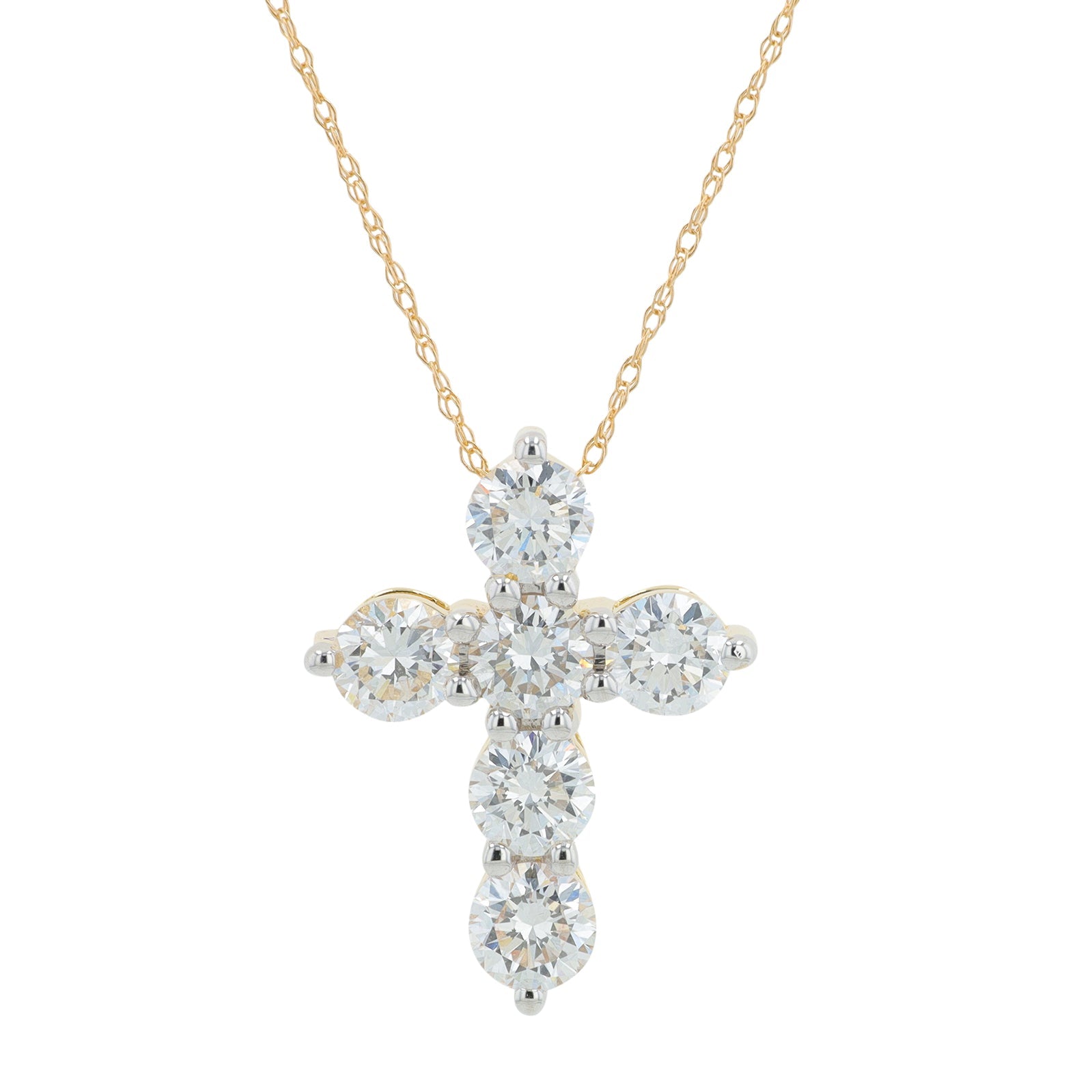 14K 2 CTW Diamond Cross Pendant<p><strong>Lab Grown Diamond</p></strong><p><strong>More Colors Available</p></strong>