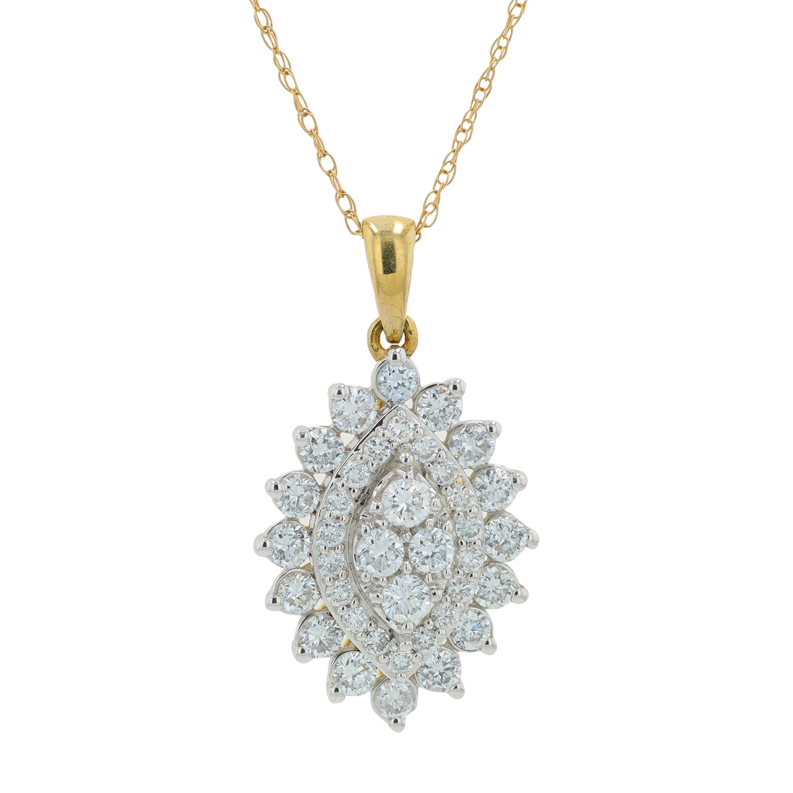 Lab Diamond Cluster Pendant in 10K Yellow Gold (1 ct. tw)