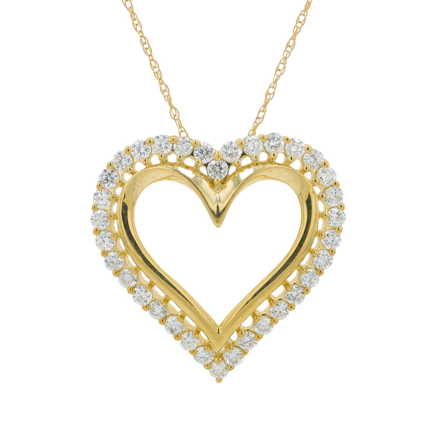 Lab Diamond Heart Pendant in 10K Yellow Gold (1 ct. tw)