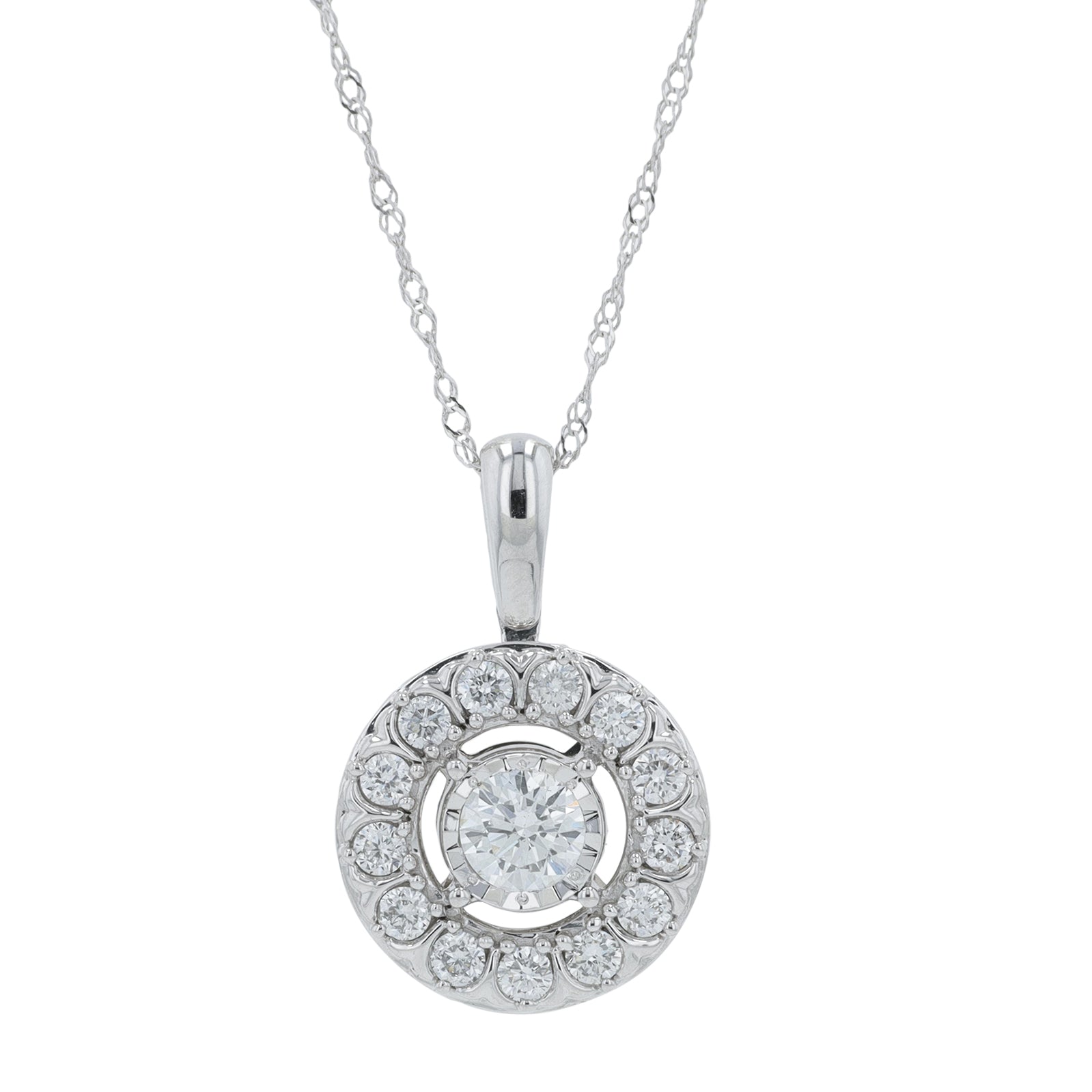 10K WG 1 CTW Diamond Pendant<p><strong>Lab Grown Diamond</p></strong>
