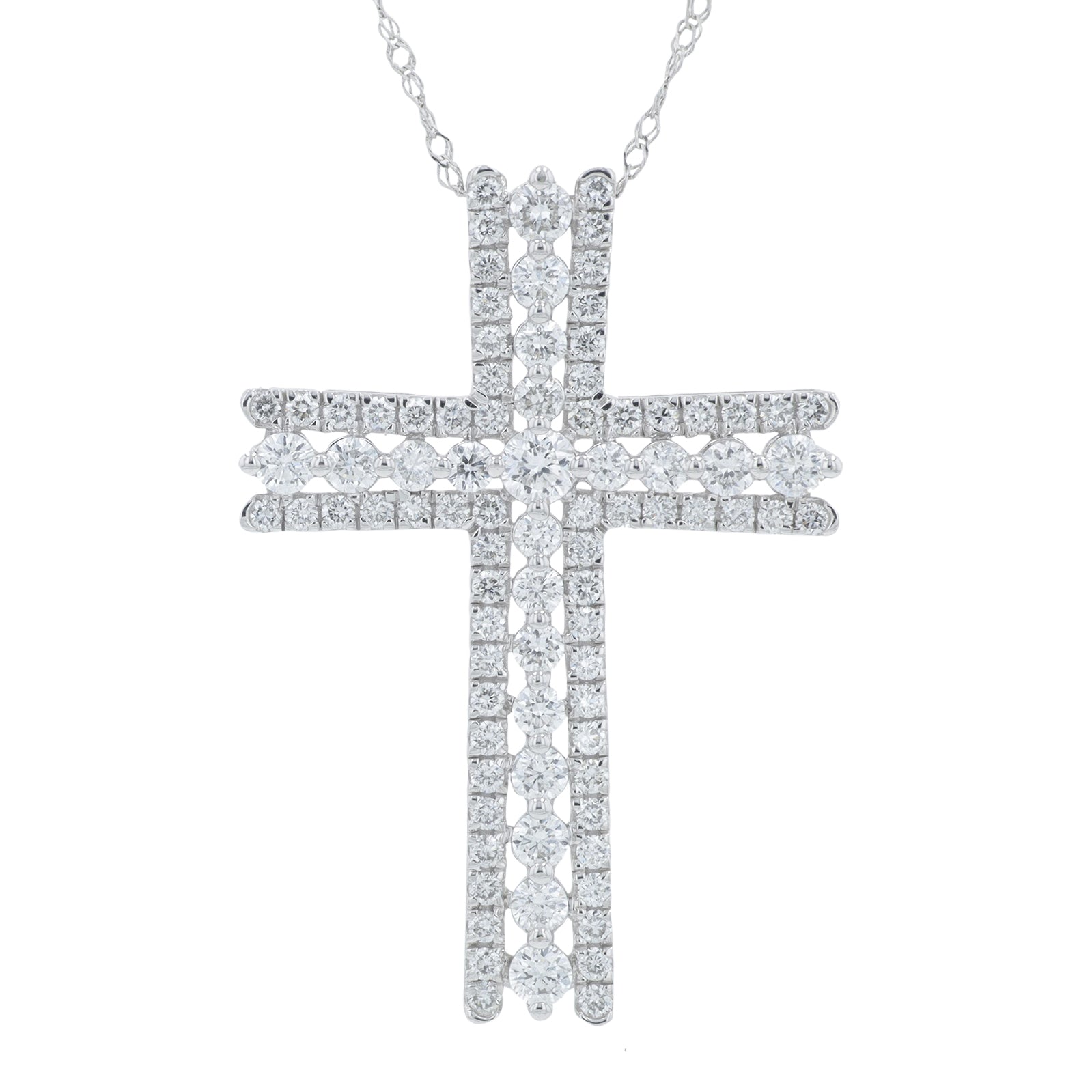 10K WG 1.25 CTW Lab Grown Diamond Cross Pendant<p><strong>Lab Grown Diamond</p></strong>