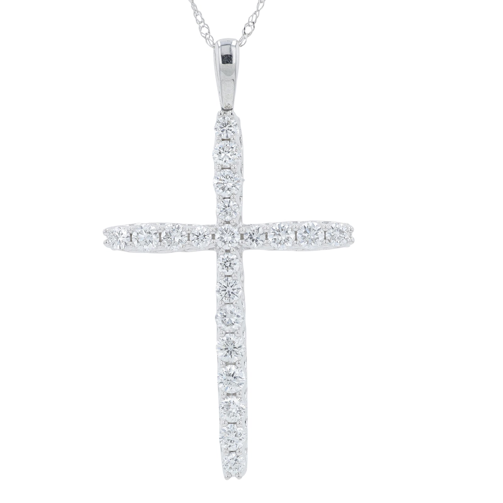10K WG 1 CTW Lab Grown Diamond Cross Pendant<p><strong>Lab Grown Diamond</p></strong>