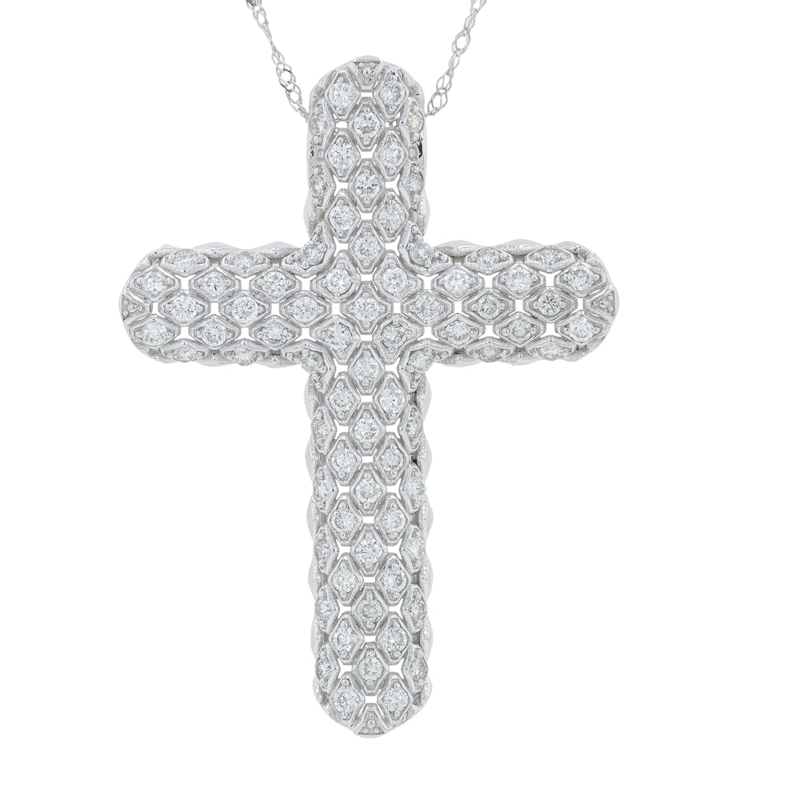10K WG 1 CTW Lab Grown Diamond Cross Pendant<p><strong>Lab Grown Diamond</p></strong>