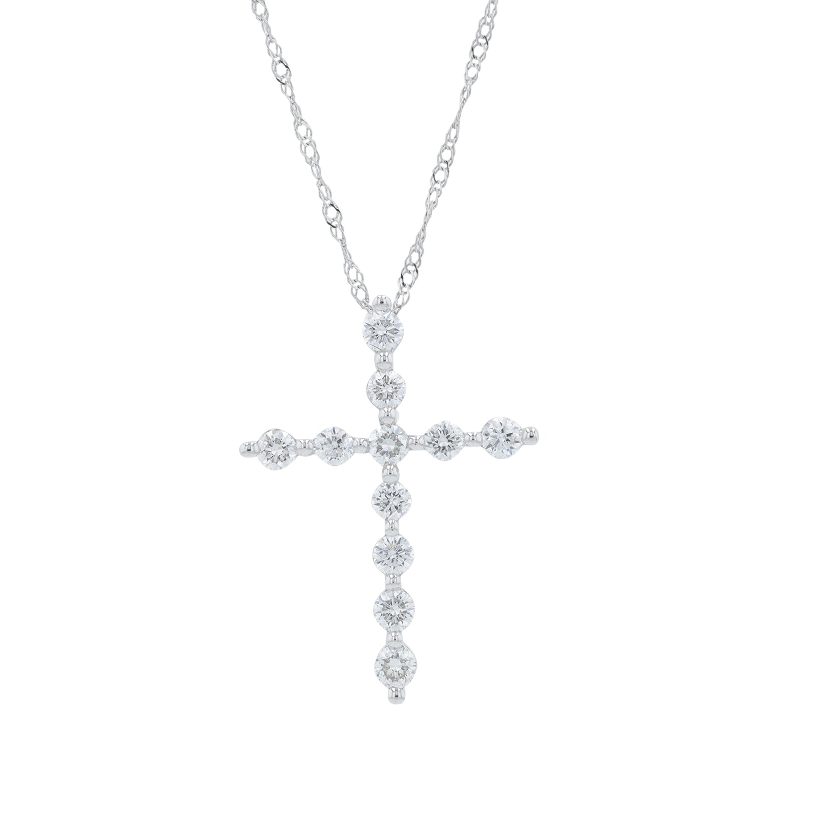 14K WG .50 CTW Lab Grown Diamond Cross Pendant<p><strong>Lab Grown Diamond</p></strong>