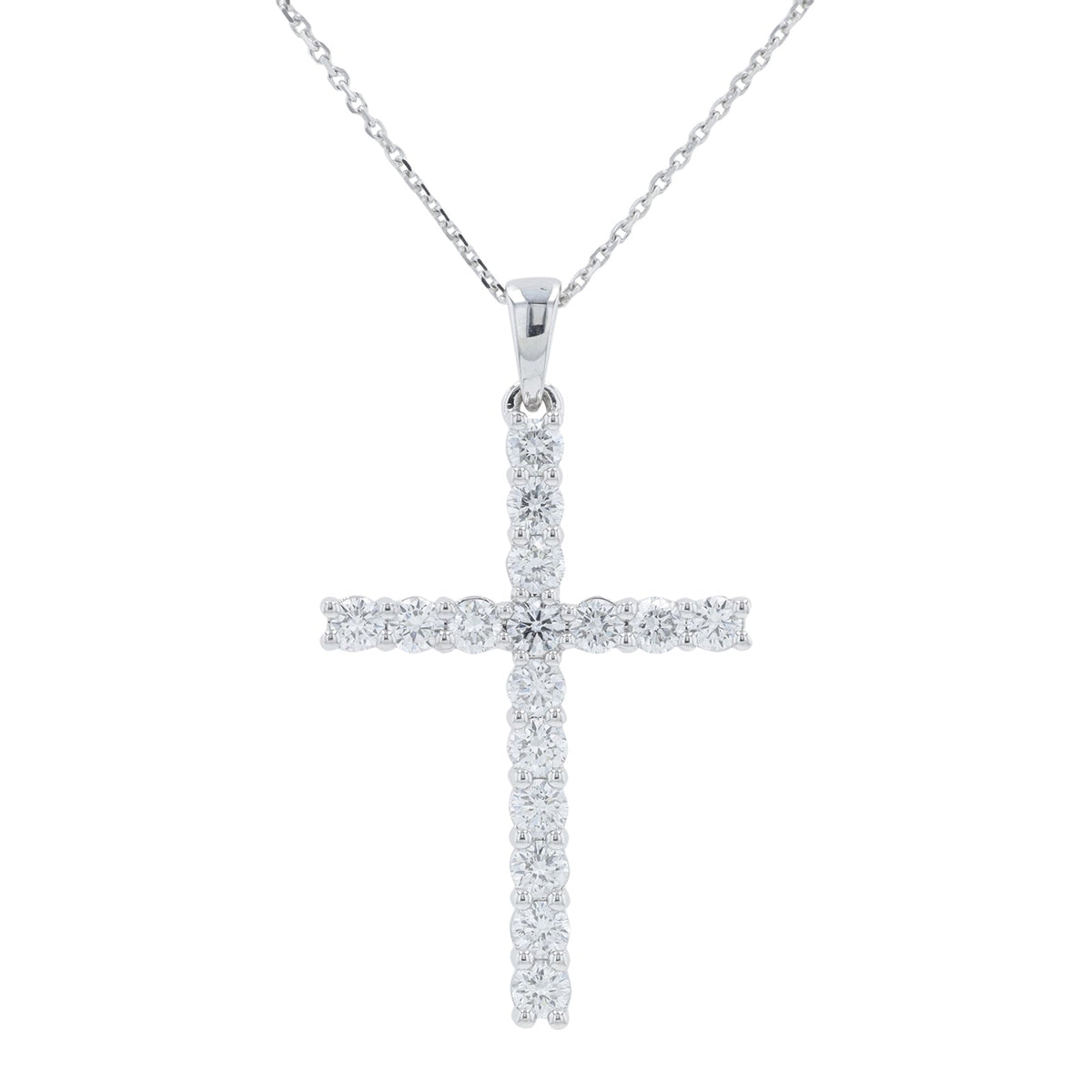 14K WG 1 CTW Lab Grown Diamond Cross Pendant<p><strong>Lab Grown Diamond</p></strong>