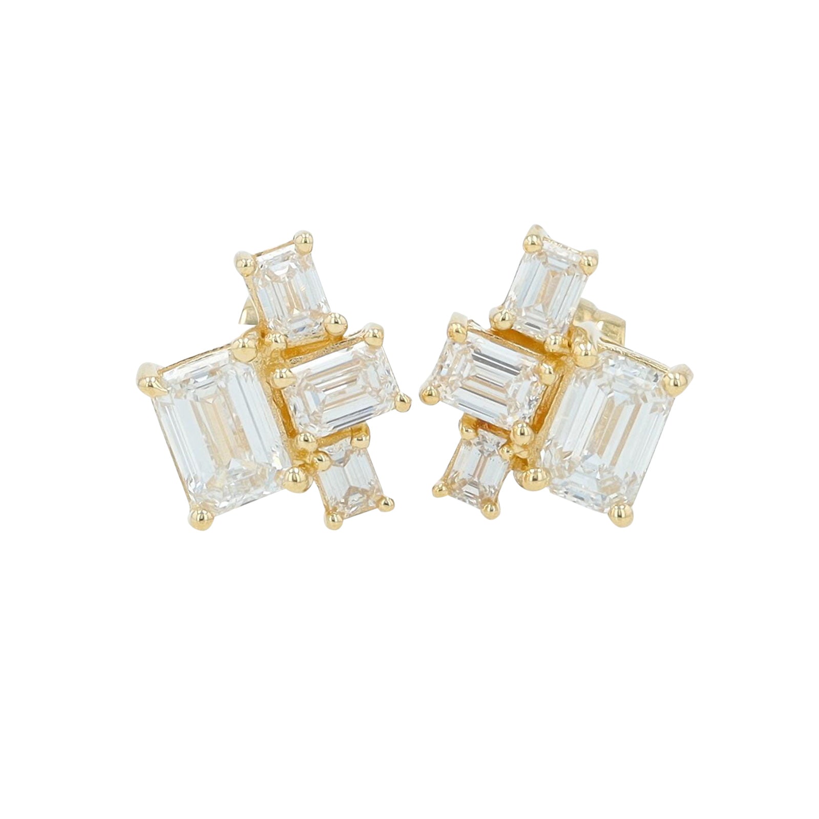 Lab Diamond Cluster Studs in 14K Gold (1.25 ct. tw)