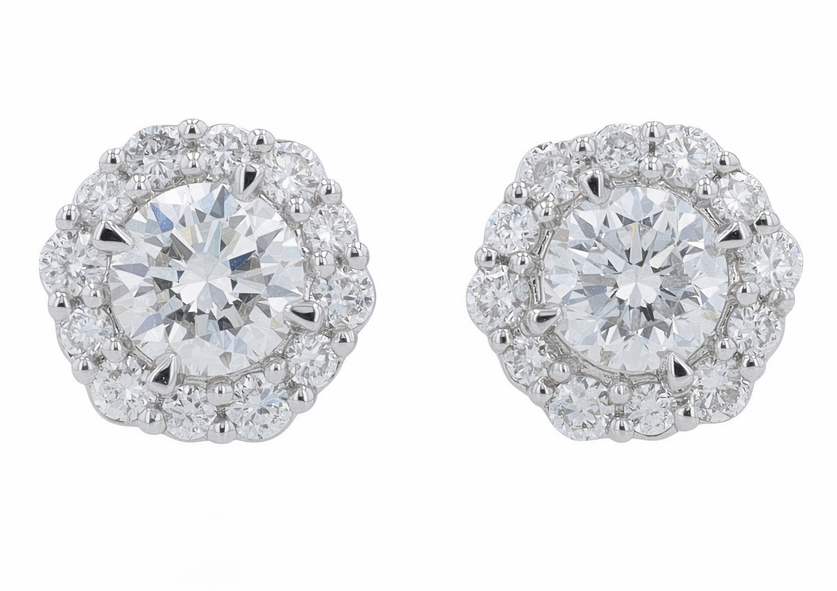 14K WG 1 CTW Lab Grown Diamond Halo Studs<p><strong>Lab Grown Diamond</p></strong><p><strong>More Colors Available</p></strong>