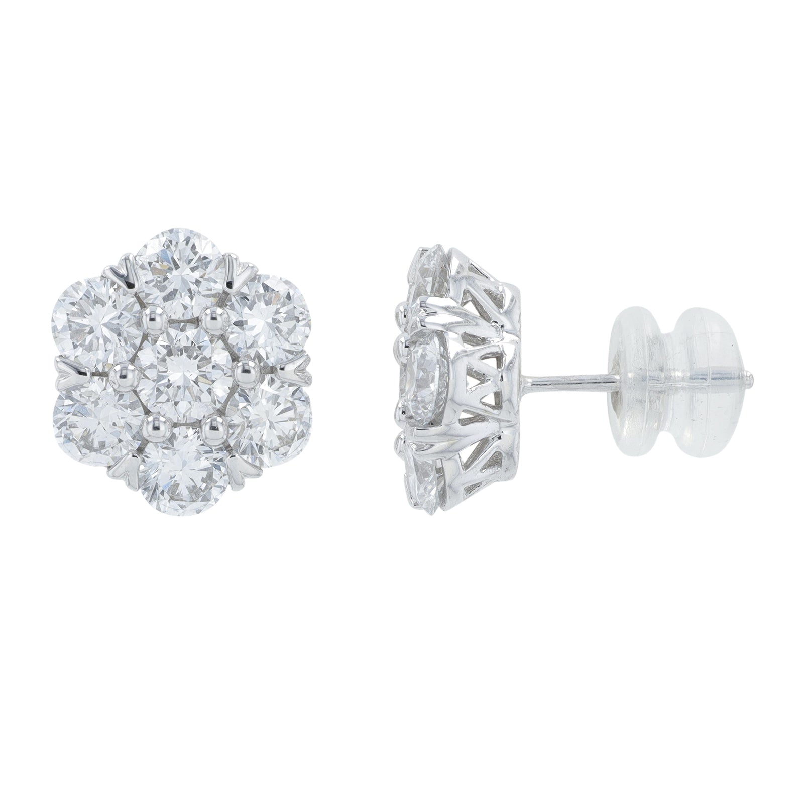 14K WG 3 CT Lab Grown Diamond Cluster Studs<p><strong>Lab Grown Diamond</p></strong>